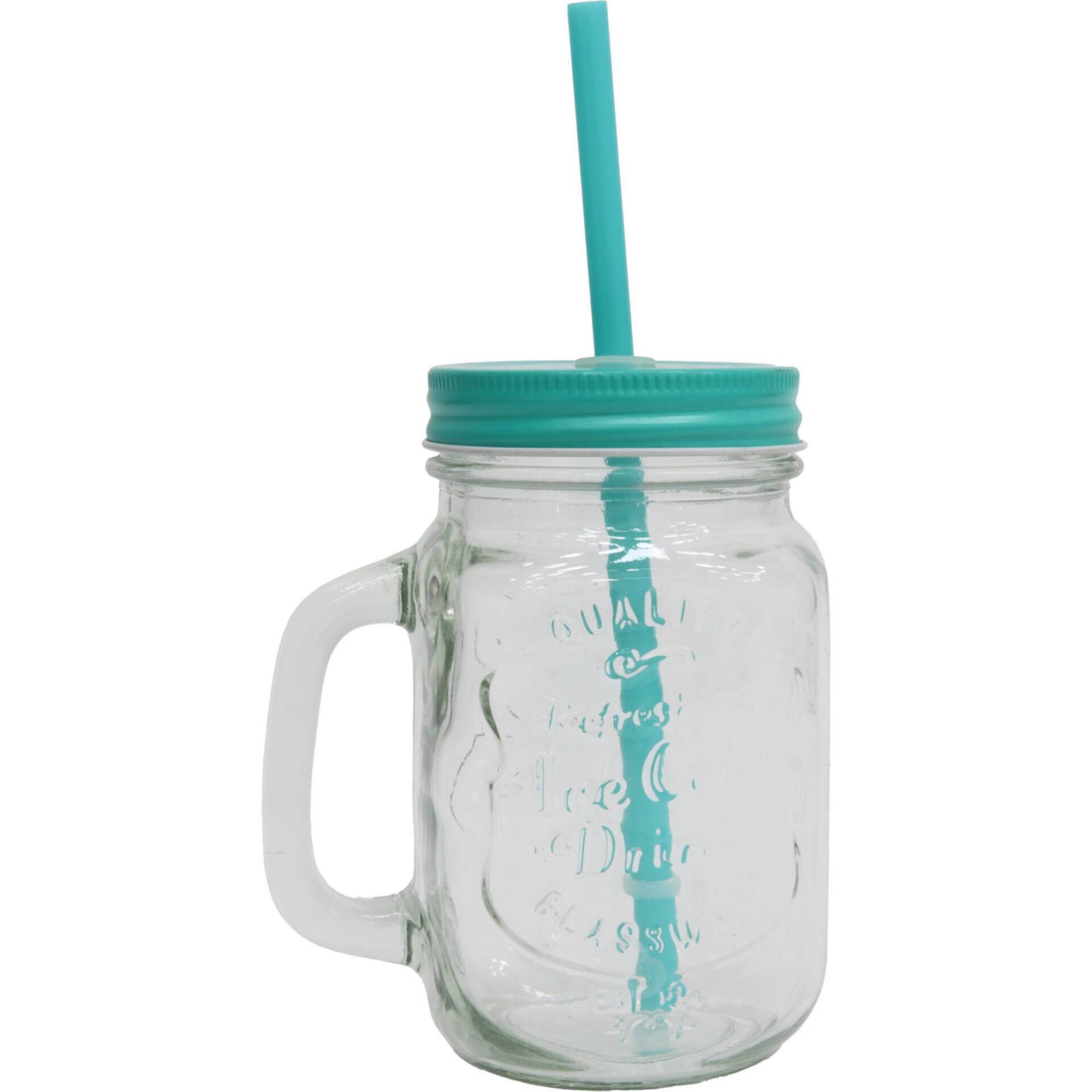Caneca com Palhinha 450ml Tampa Azul