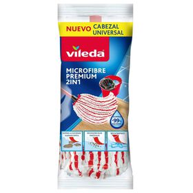 Recarga Esfregona Tiras Microfibra Brancas e Vermelhas Premium