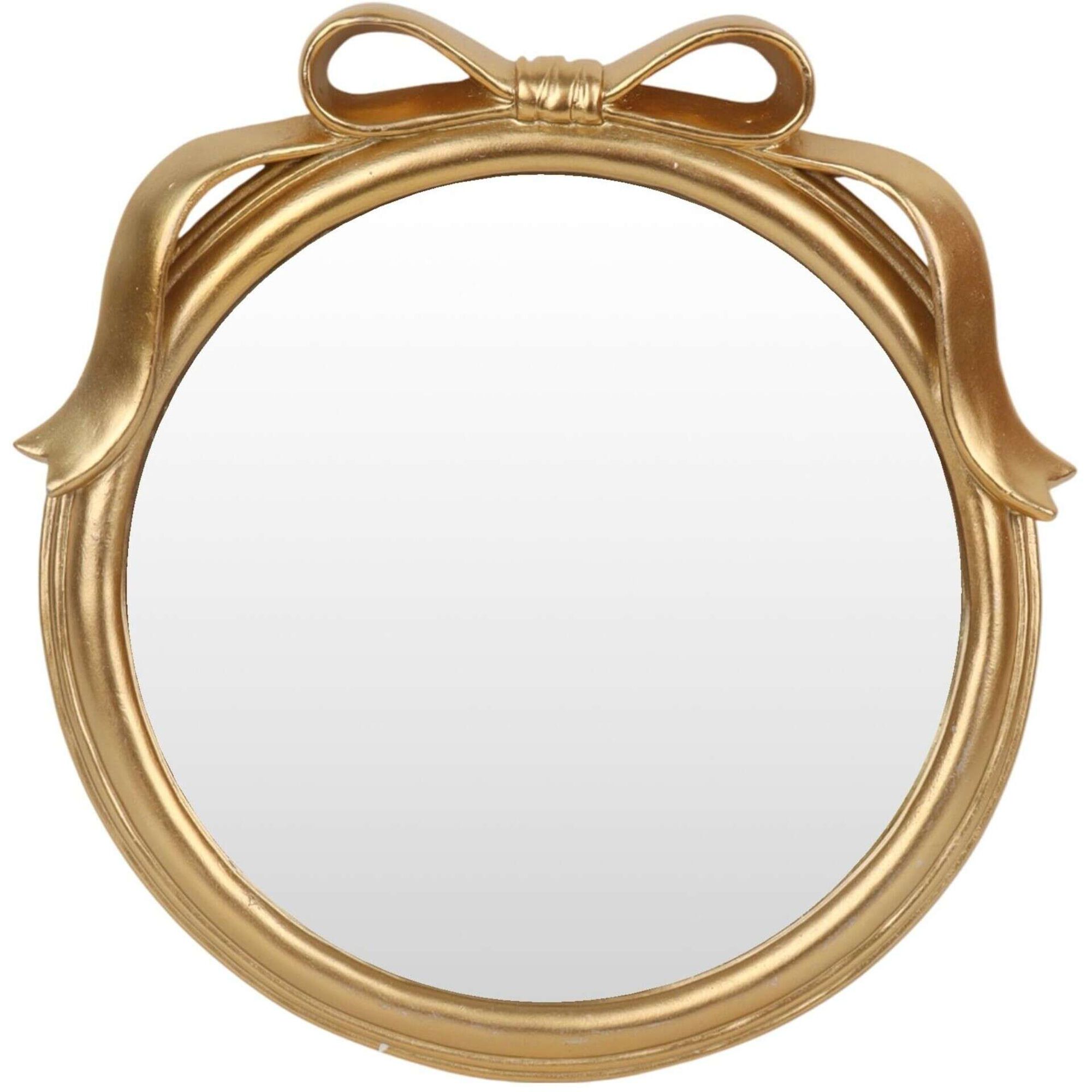 Espelho Redondo 26cm com La&ccedil;o Dourado Kasa