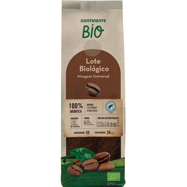 Café Moído Torrado Moagem Universal Lote Biológico Int 10 Continente Bio