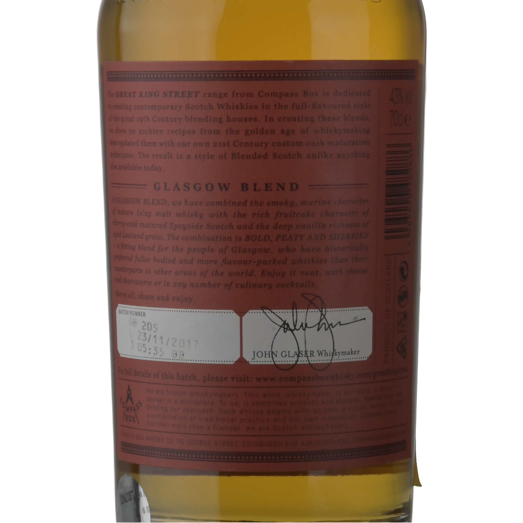 Compass Box Great King St Whisky Glasgow Blend