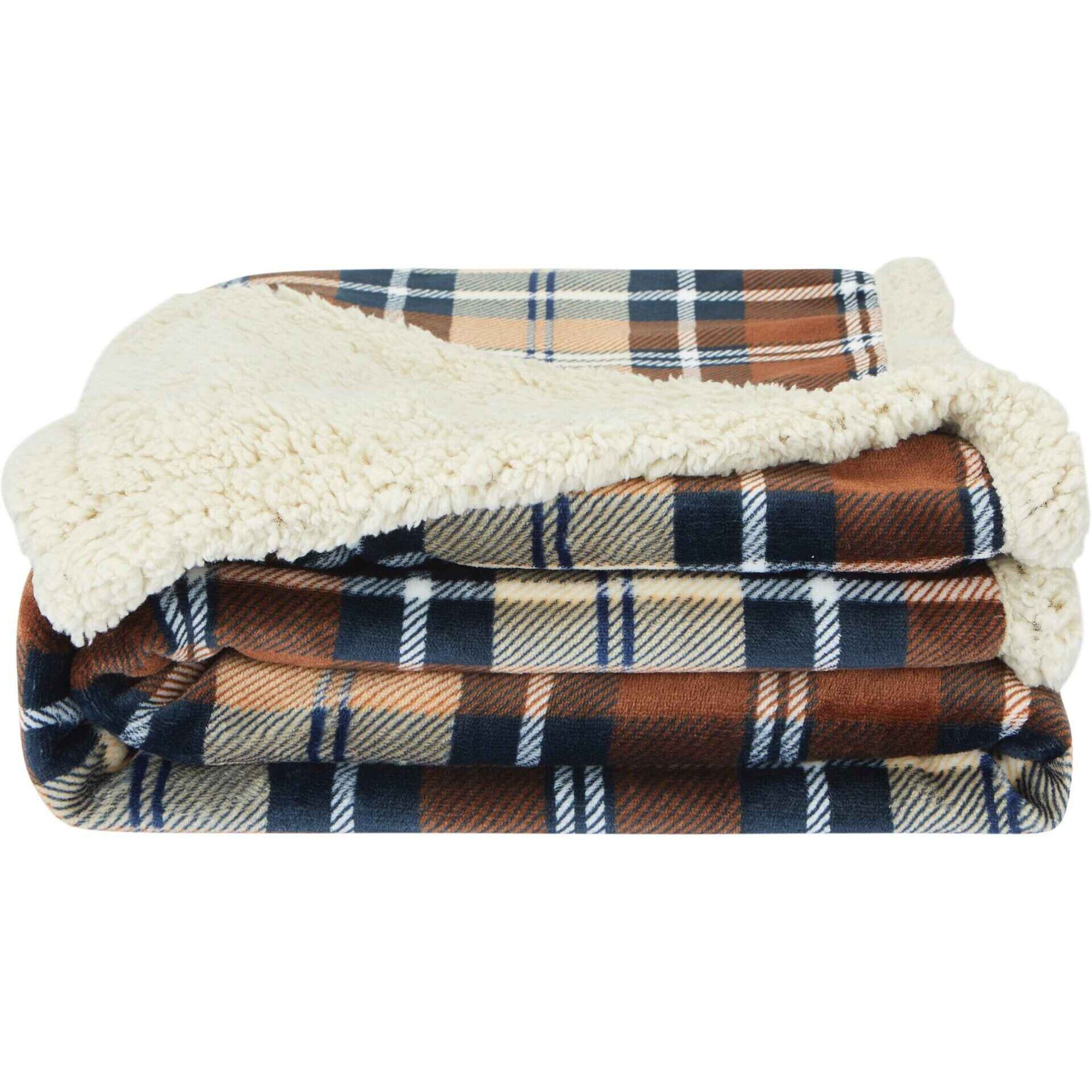 Manta Borreguito 130x160cm Xadrez Bege