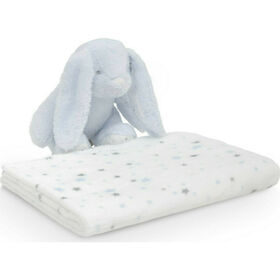 Conjunto Manta Estrelas e Peluche Coelho Azul Conjunto Manta Estrelas e Peluche Coelho Azul