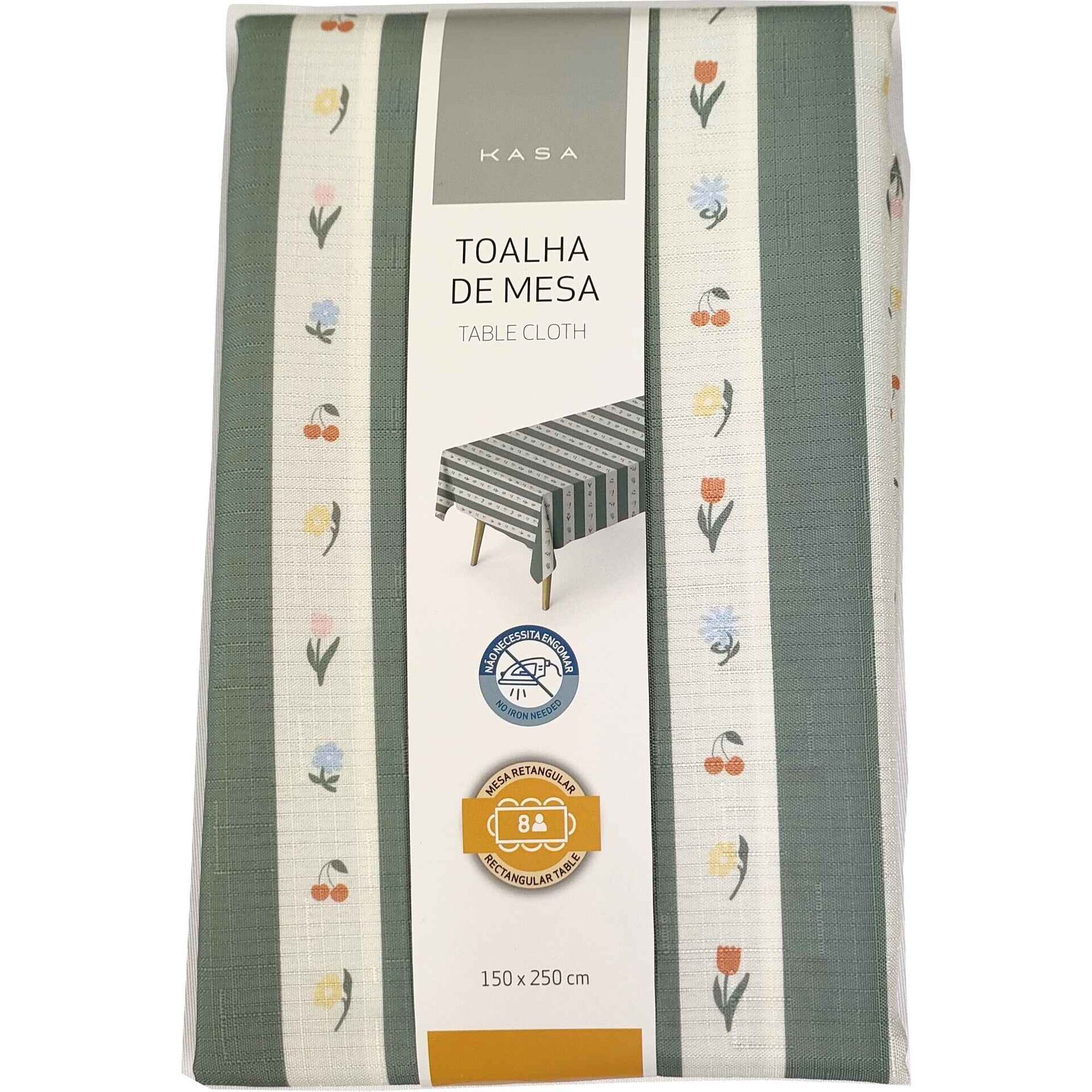 Toalha Mesa Barras Verde Kasa