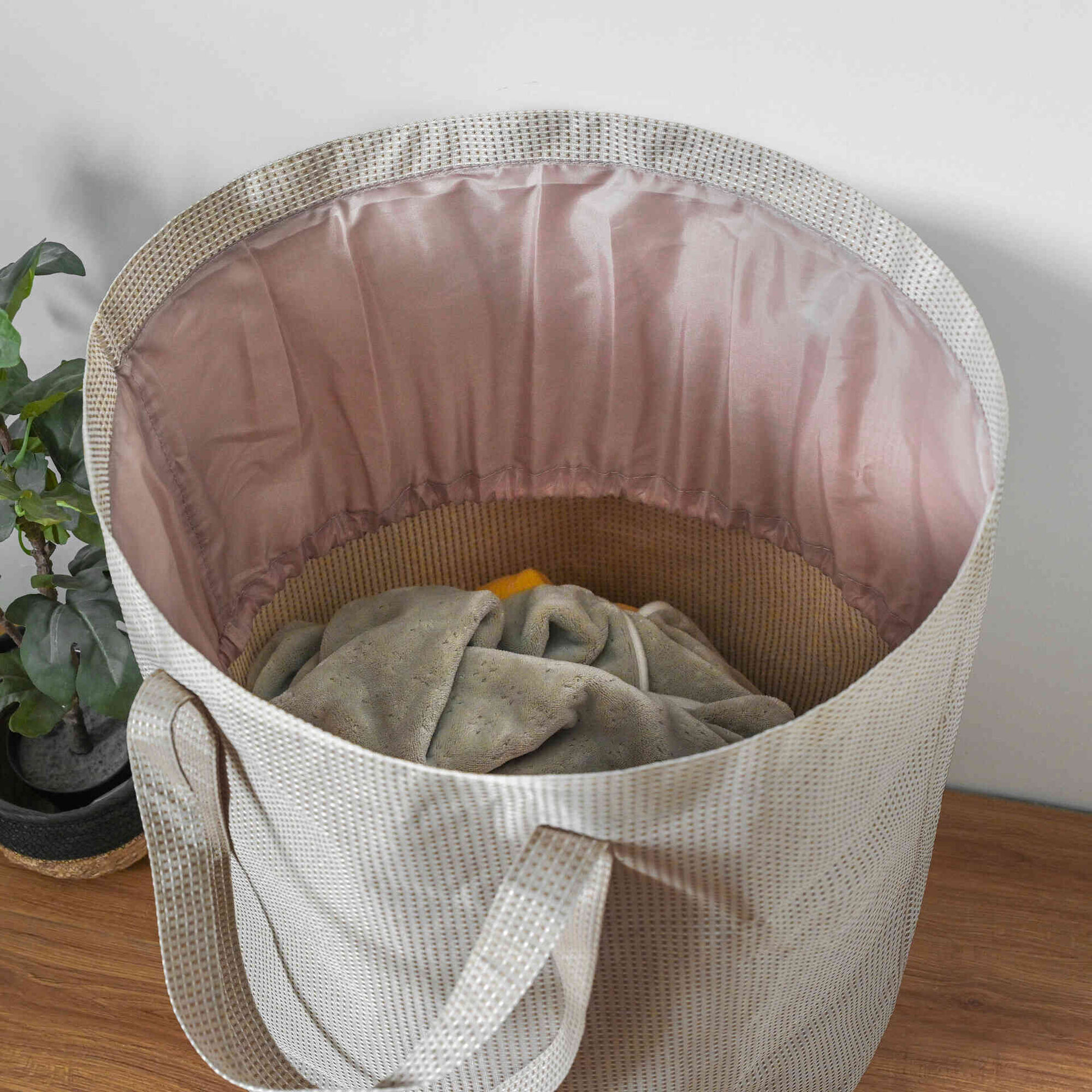 Cesto Roupa Transport&aacute;vel Tecido Cinza Kasa