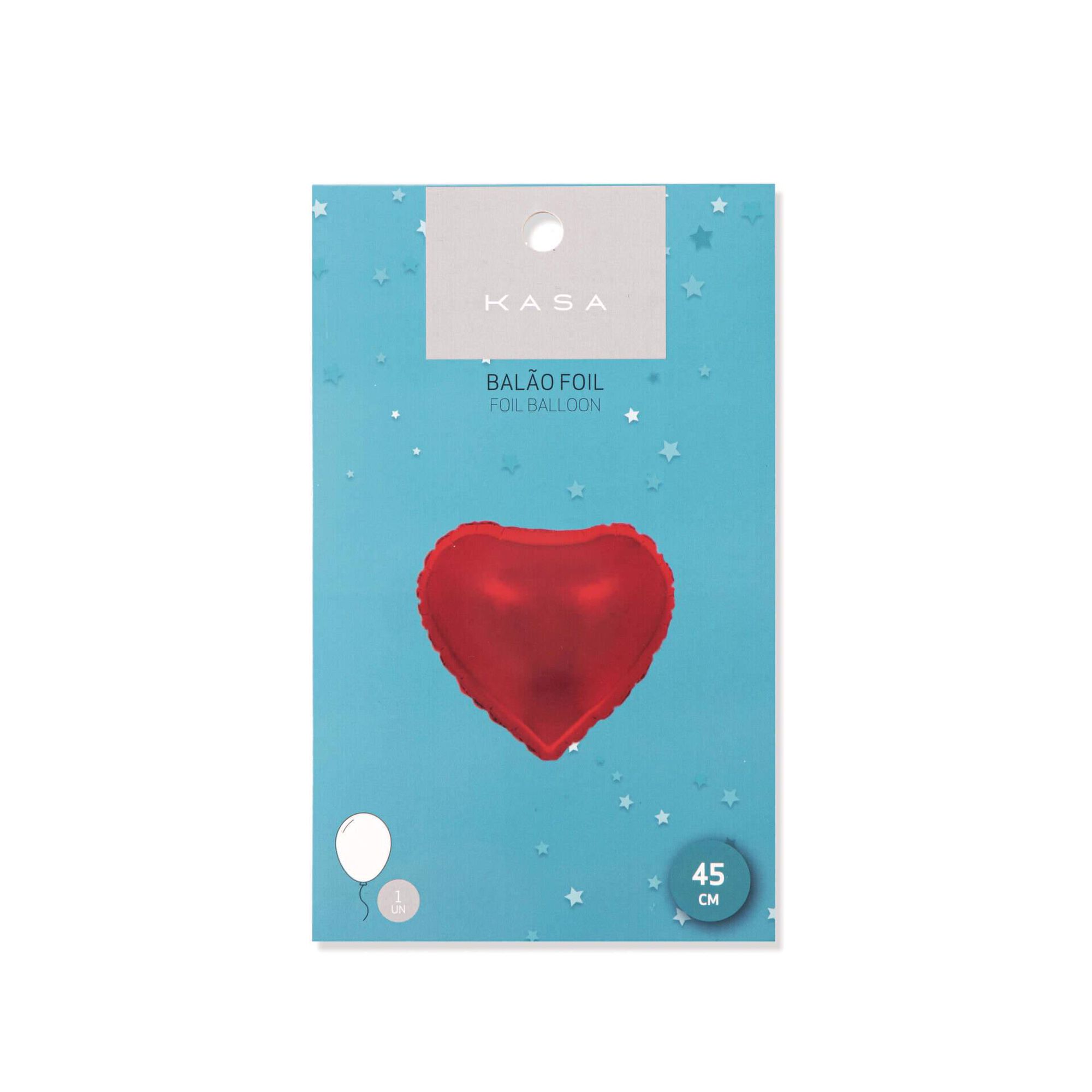 Bal&atilde;o Foil 45cm Cora&ccedil;&atilde;o Vermelho Kasa
