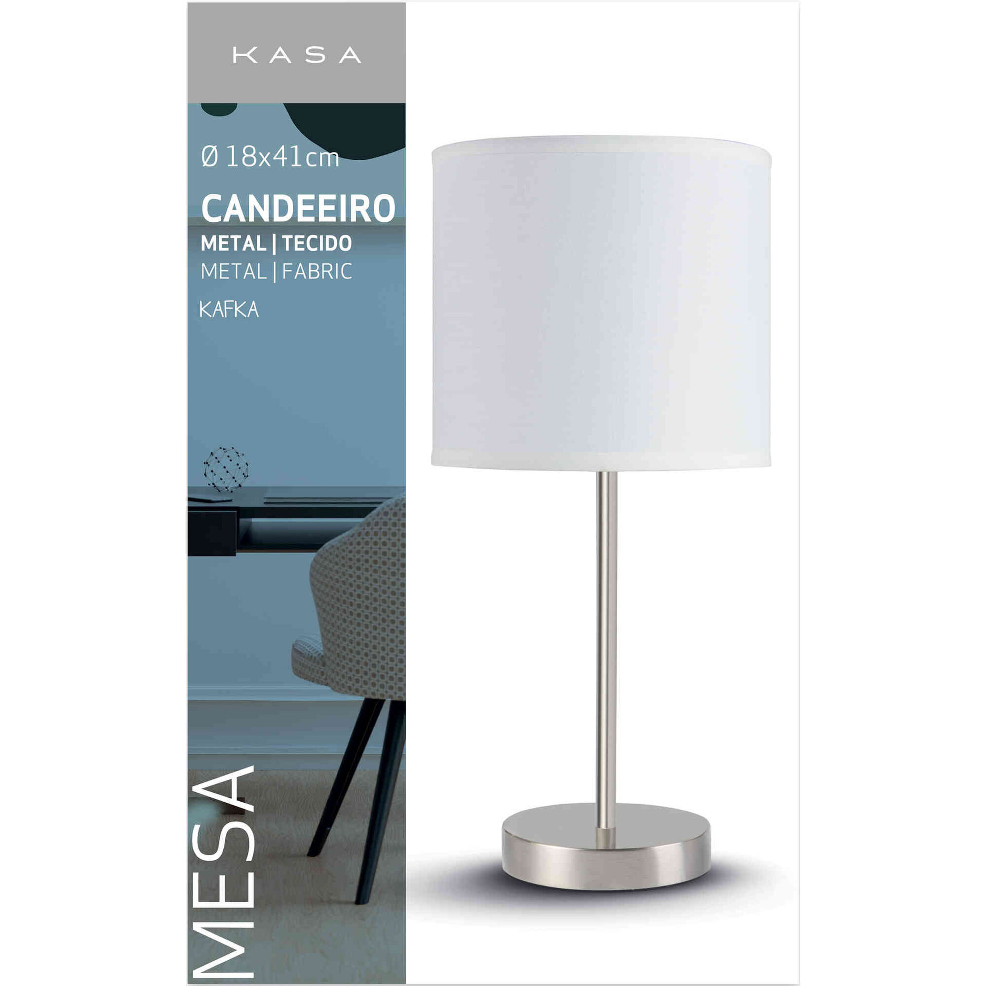 Candeeiro de Mesa Metal Branco Kafka