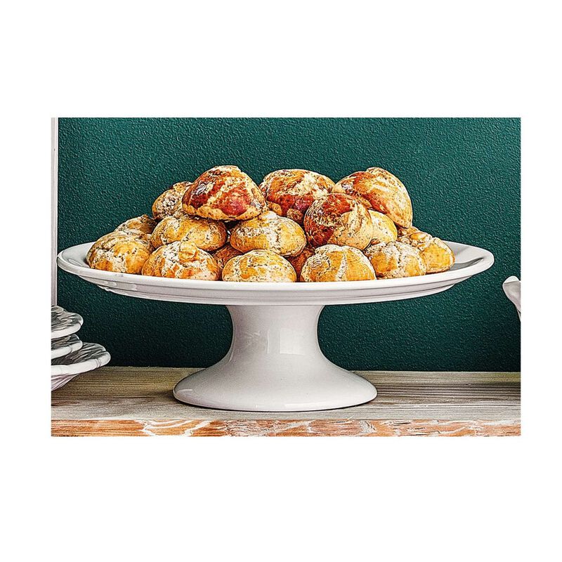 Prato de Bolo com Pé 20cm Branco Clean Kasa