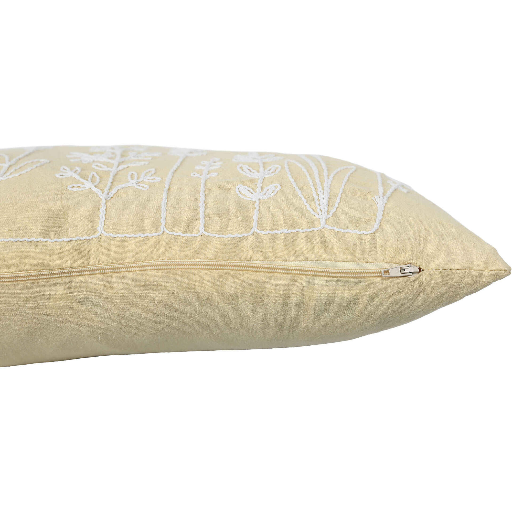 Almofada 30x50cm Flores Bordadas Amarela Kasa