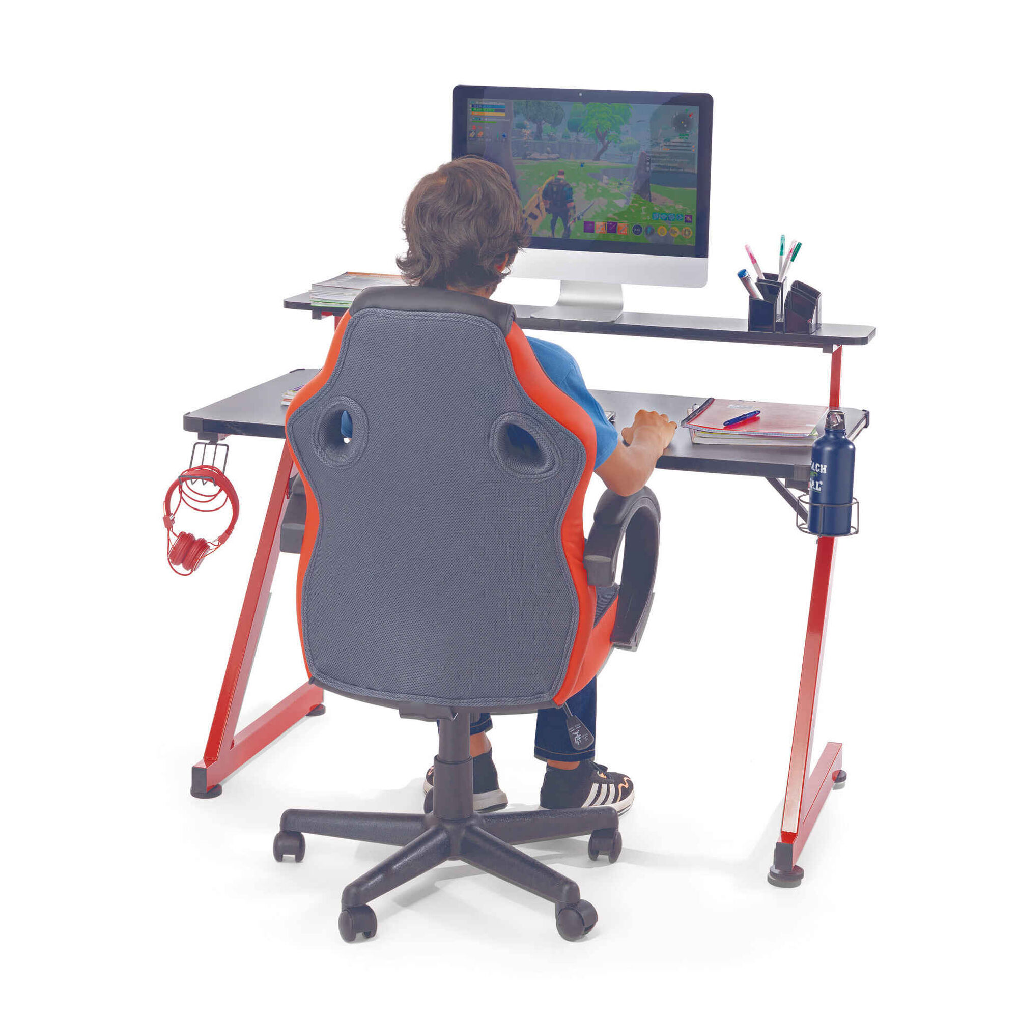 Secretária Gaming 120x55cm Vermelha