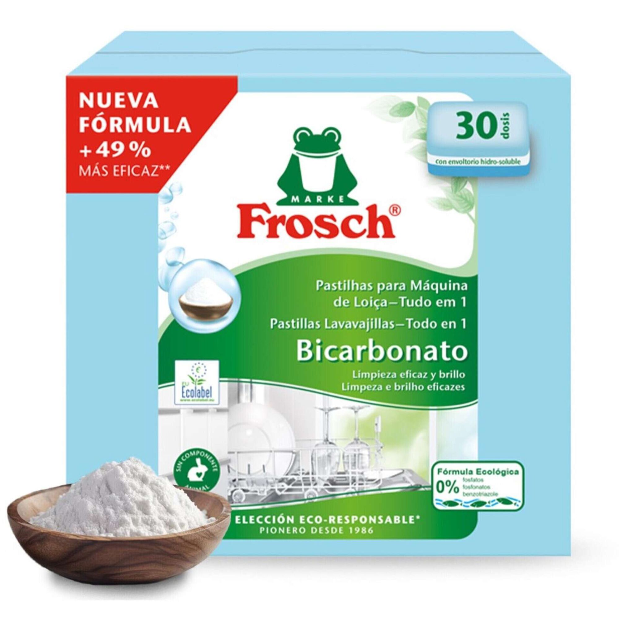 Detergente M&aacute;quina Loi&ccedil;a Pastilhas Bicarbonato Frosch