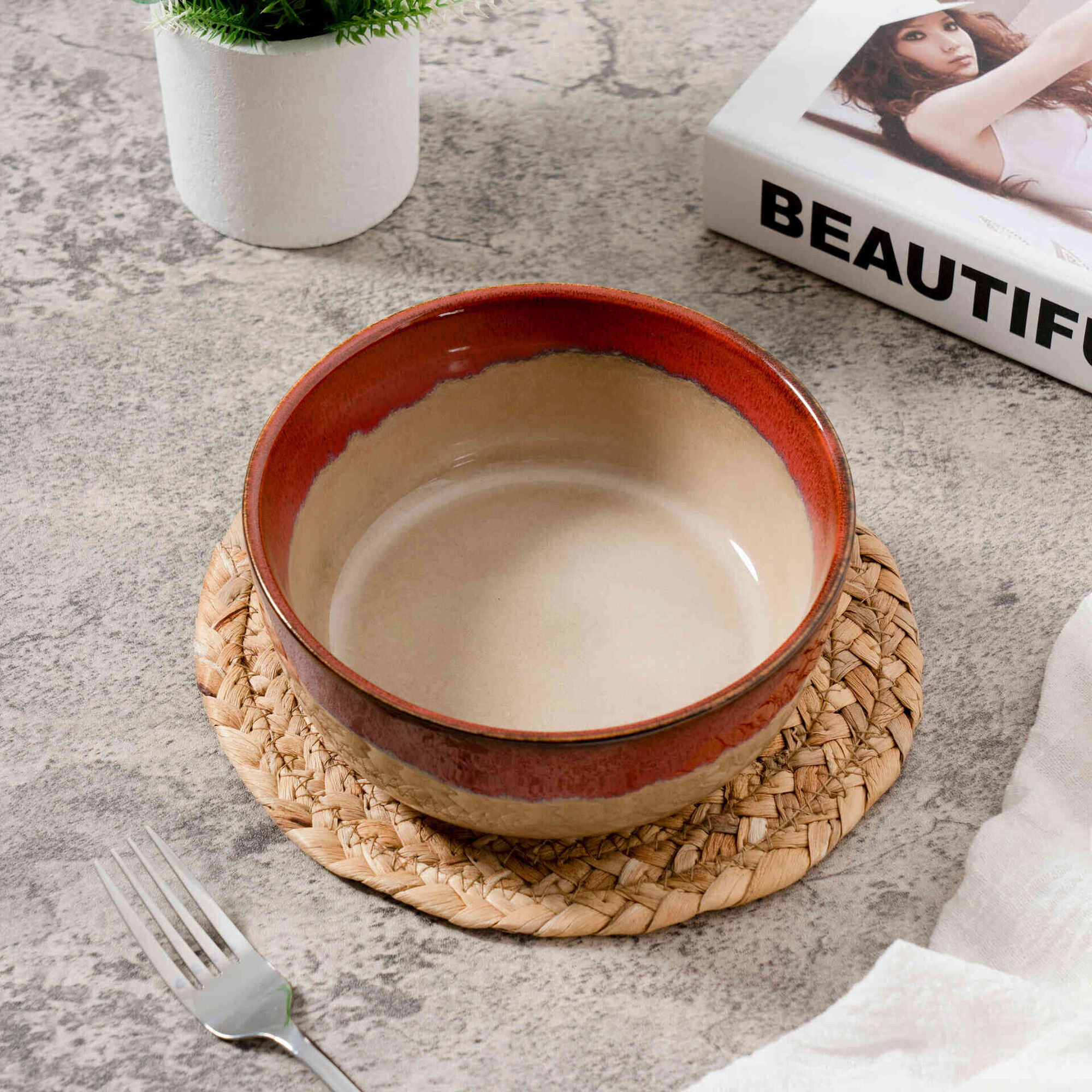 Prato Sopa Reativo Bordô Tavira