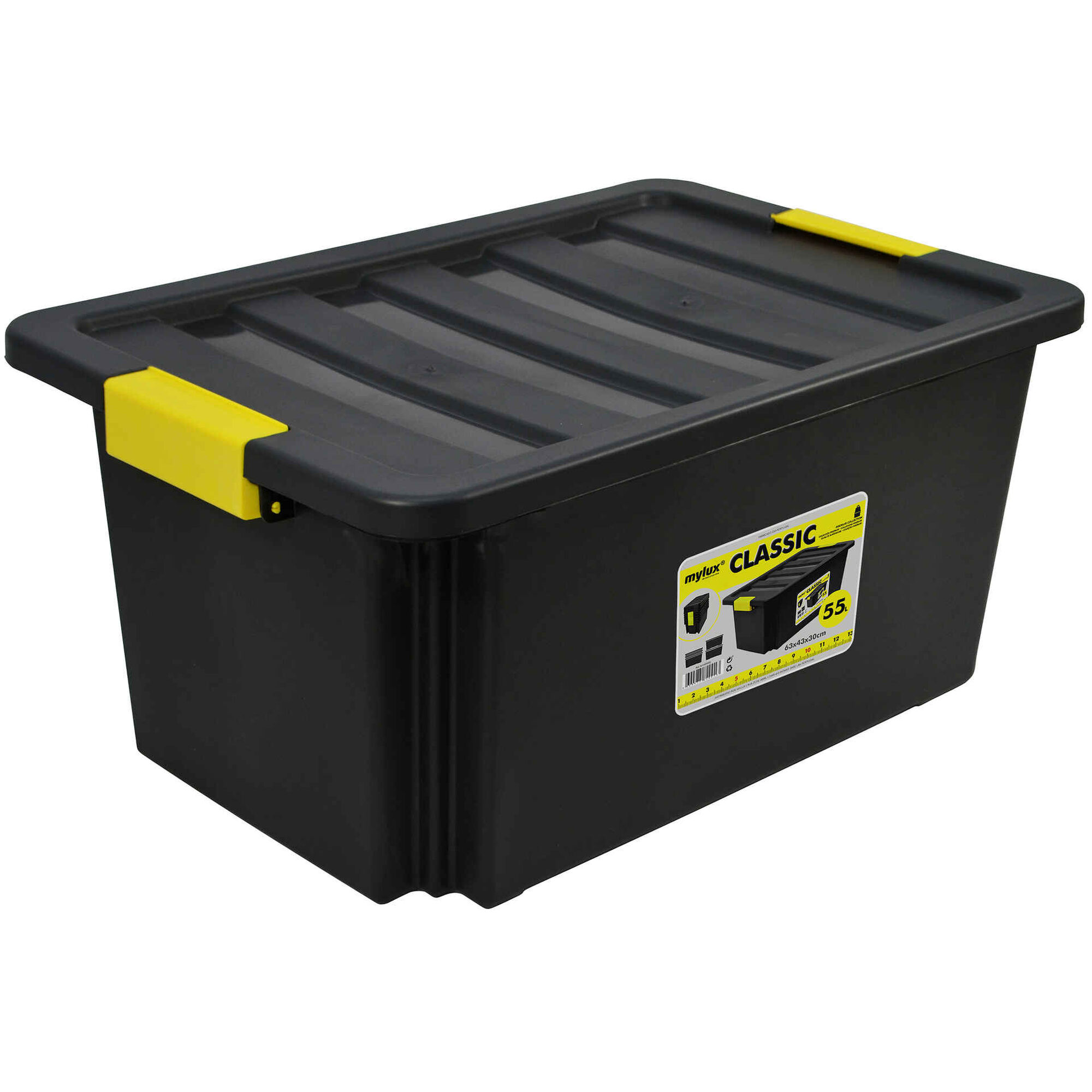 Caixa Arrumação com Lock Plástico 55L Preta Caixa Arrumação com Lock Plástico 55L Preta