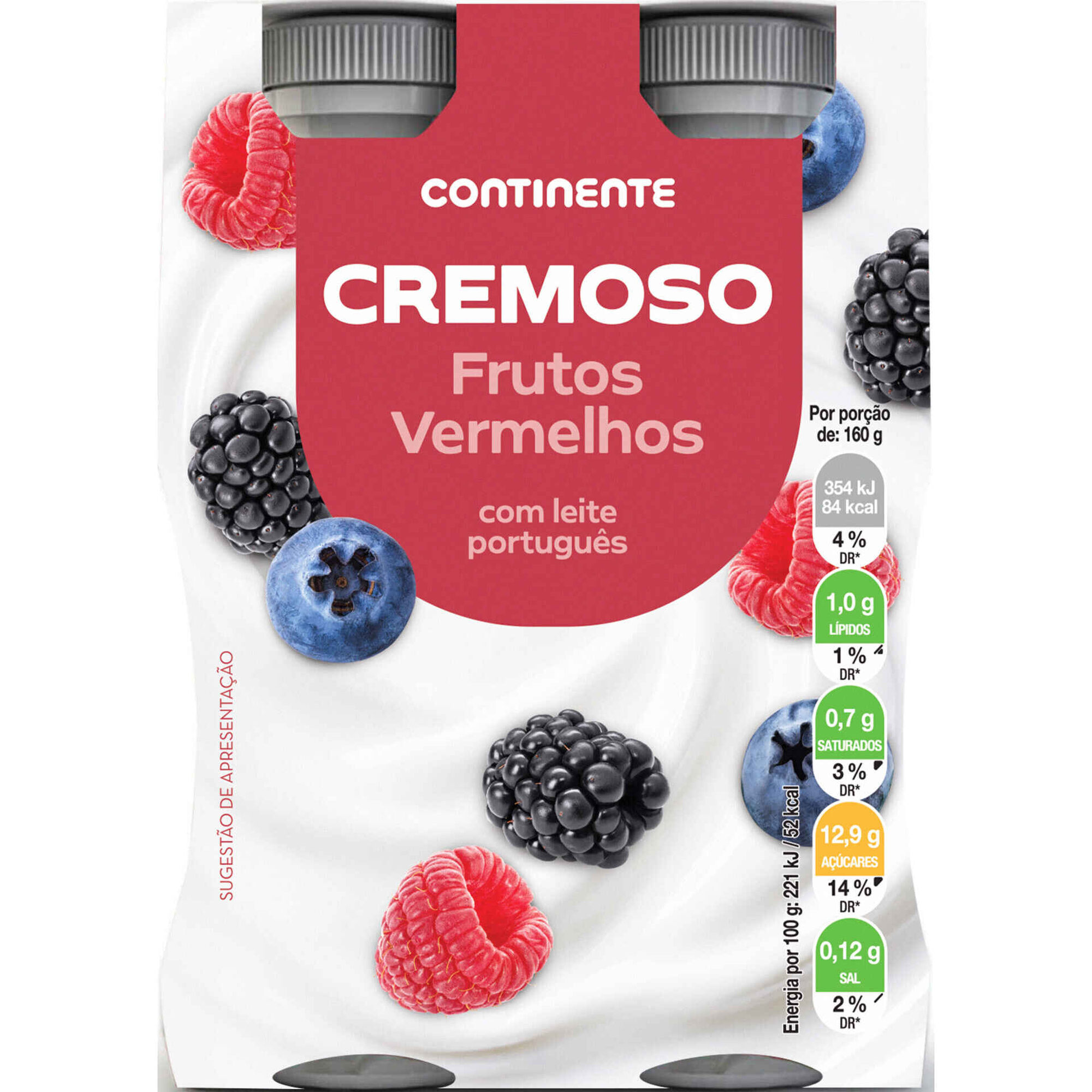 Iogurte L&iacute;quido Cremoso Frutos Vermelhos Continente