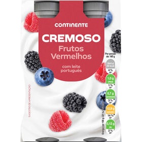 Iogurte L&iacute;quido Cremoso Frutos Vermelhos Continente
