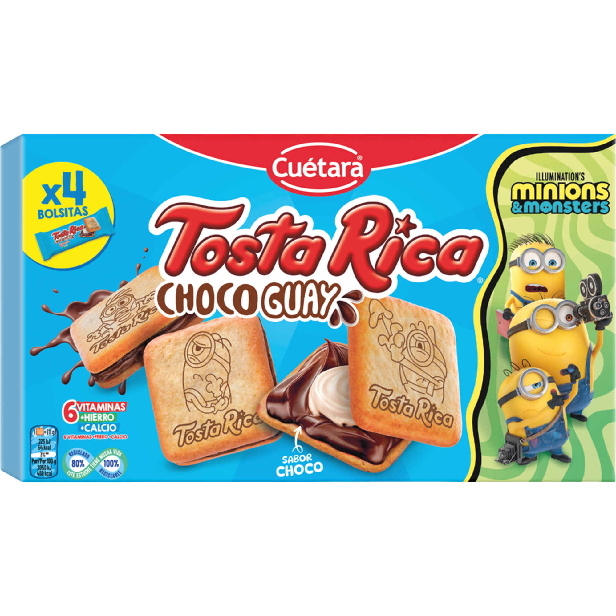 Bolachas com Recheio de Leite e Cacau Tosta Rica Choco Guay Cu&eacute;tara