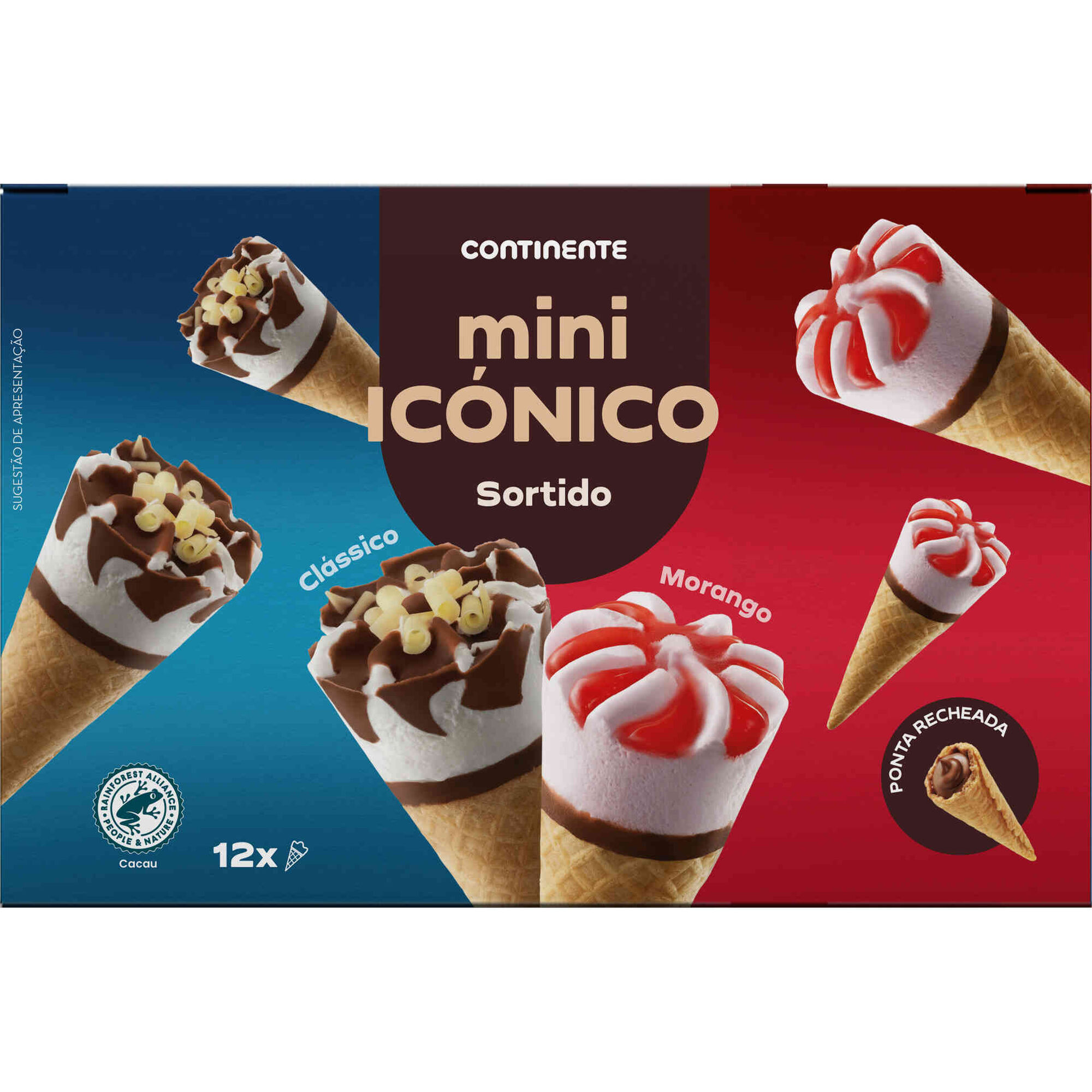 Gelado Mini Ic&oacute;nico Sortido Cl&aacute;ssico e Morango Continente