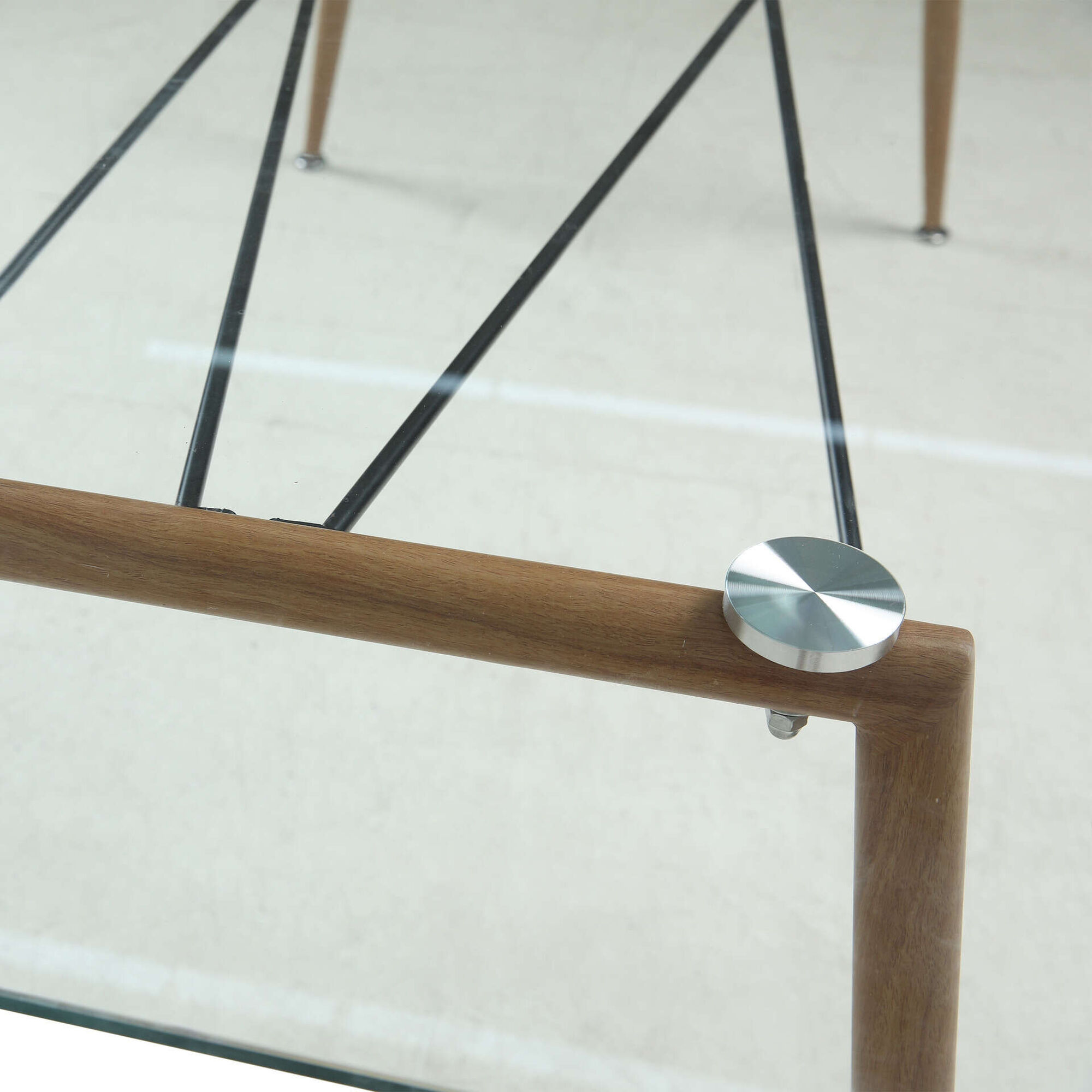 Mesa de Jantar 190x80cm com Tampo em Vidro Kasa