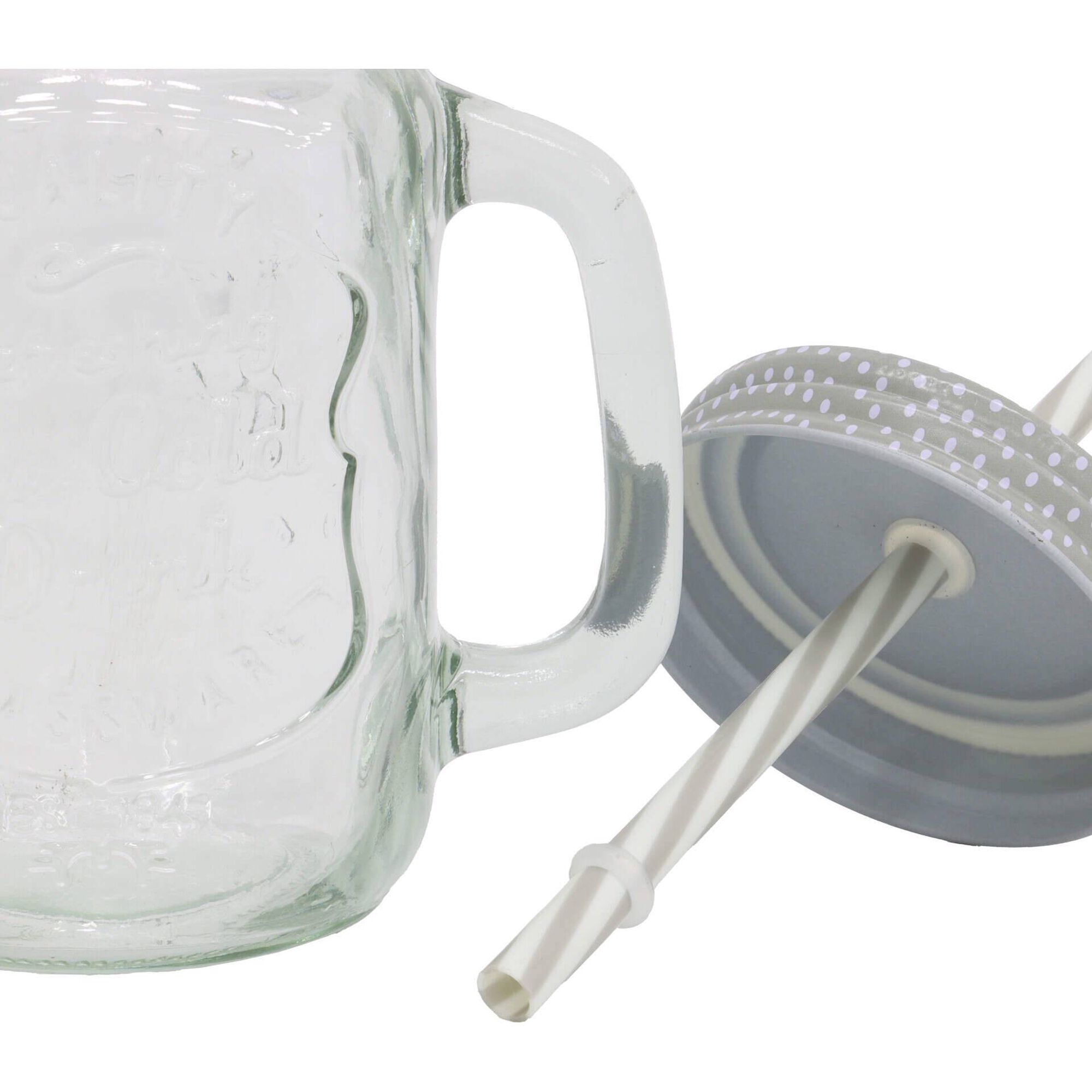 Caneca com Palhinha 450ml Tampa Cinza