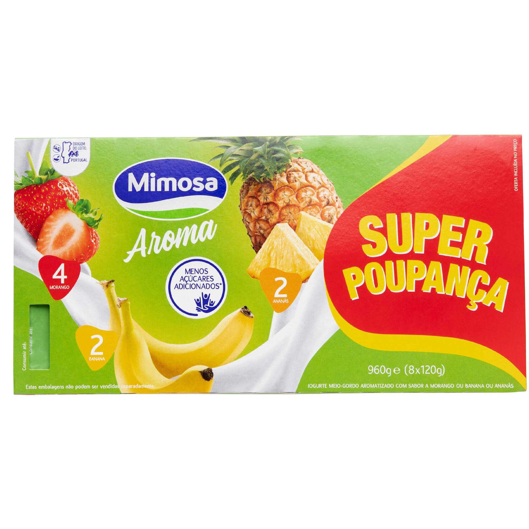 Iogurte Aroma Morango, Ananás e Banana Super Poupança Iogurte Aroma Morango, Ananás e Banana Super Poupança