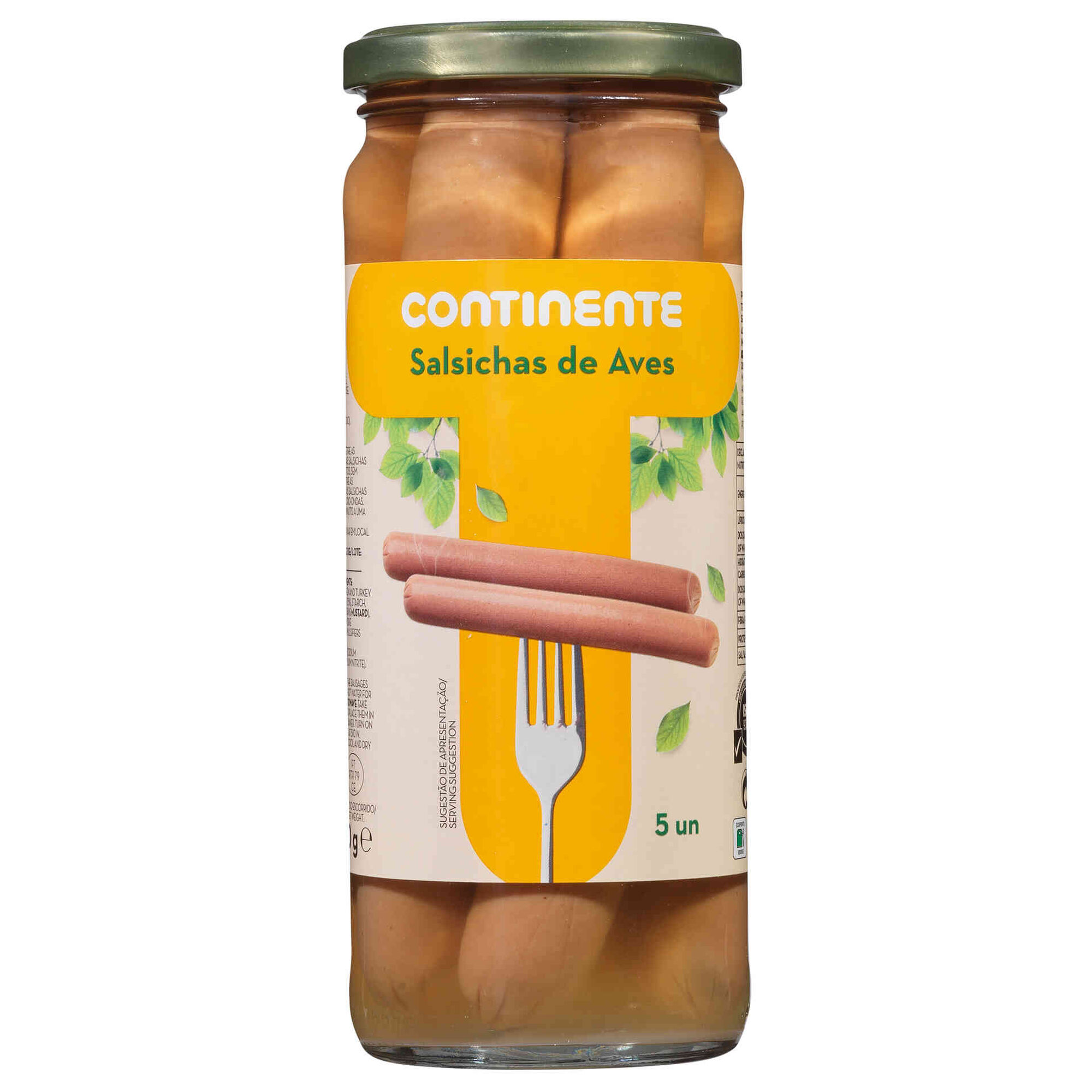Salsichas de Aves Frasco 5 un