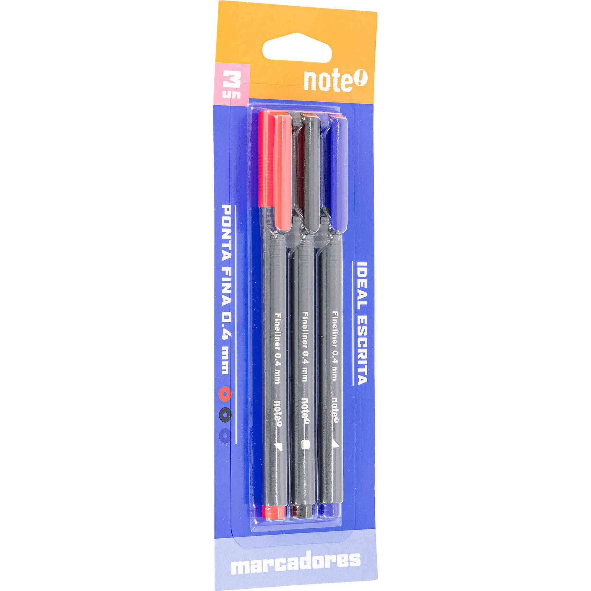 Conjunto 3 Marcadores de Escrita Fino de Tinta Preta Note!