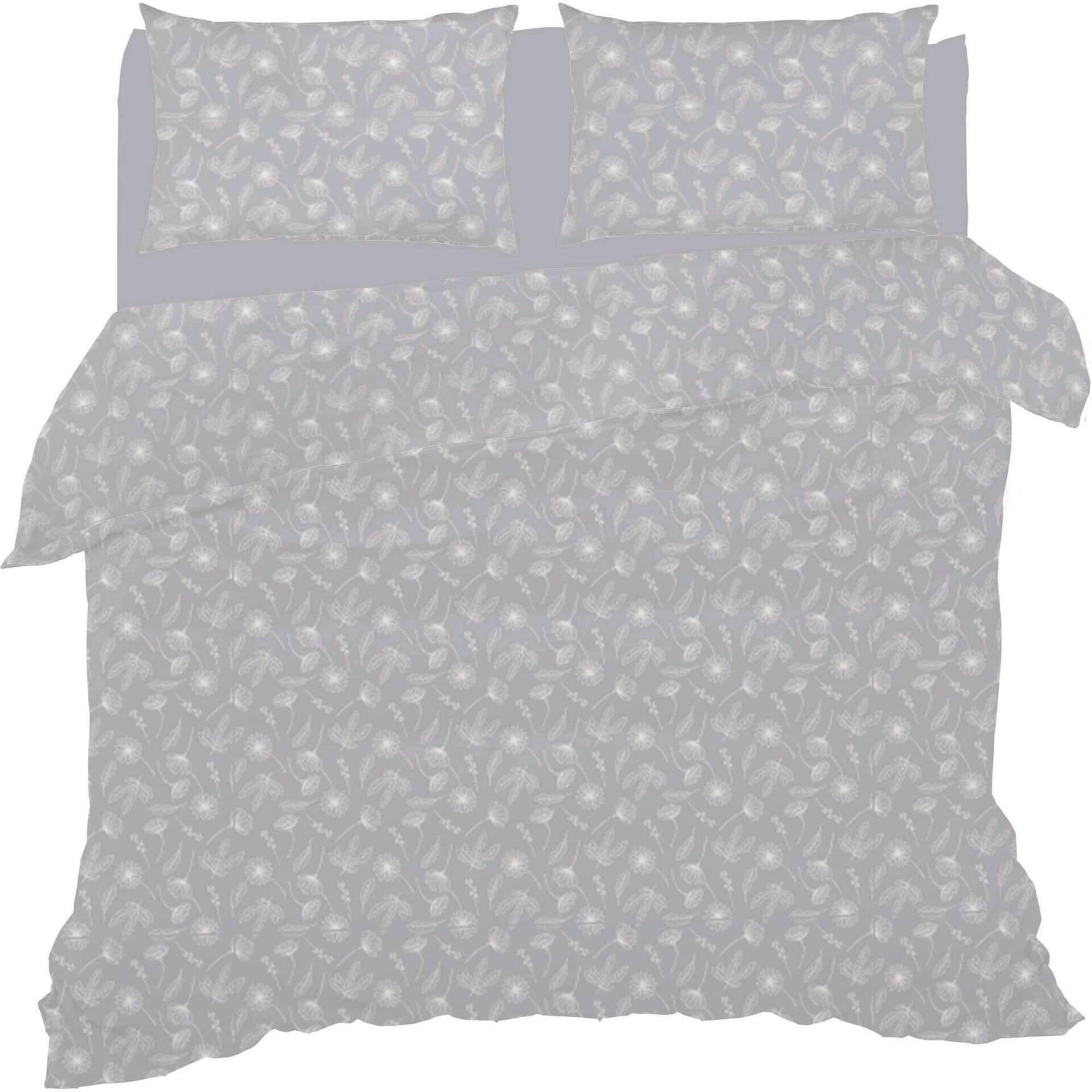 Conjunto de Len&ccedil;&oacute;is Algod&atilde;o Floral Cinza Kasa