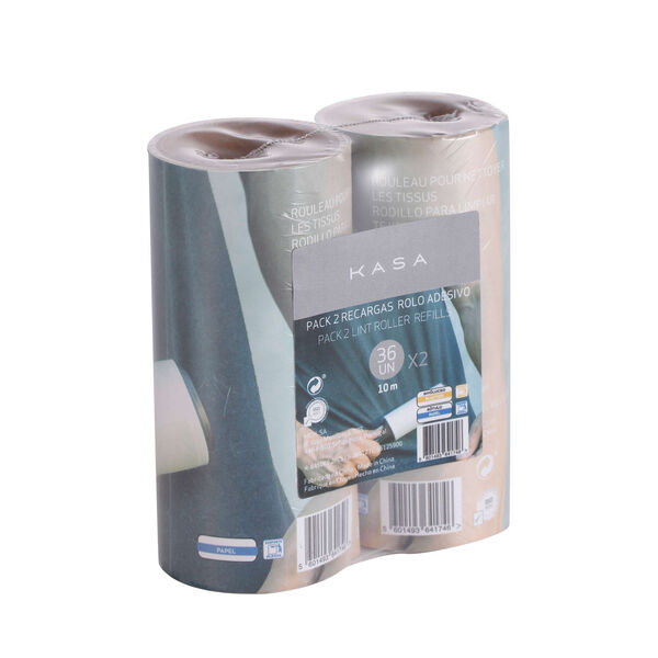 Conjunto 2 Recargas Rolo Tira Pelos 36 Folhas Kasa