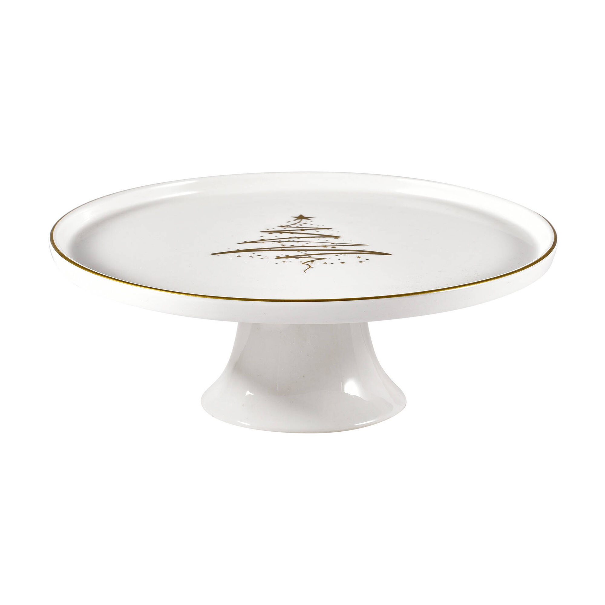 Prato Bolo com P&eacute; 21.5cm Tree Dourado Kasa