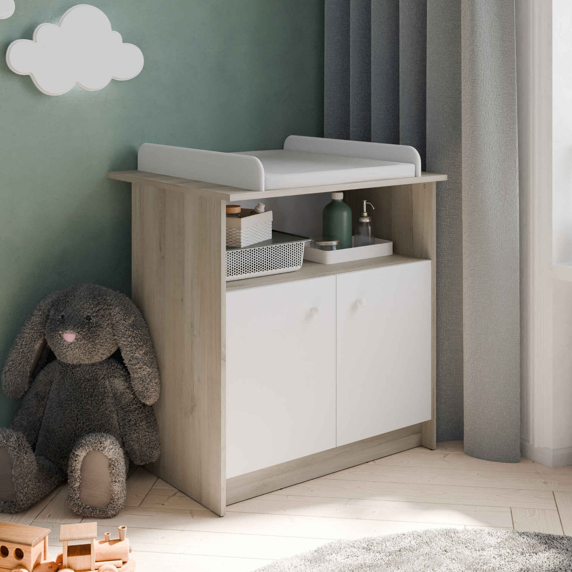 C&oacute;moda com Muda Fralda Carvalho Helicia