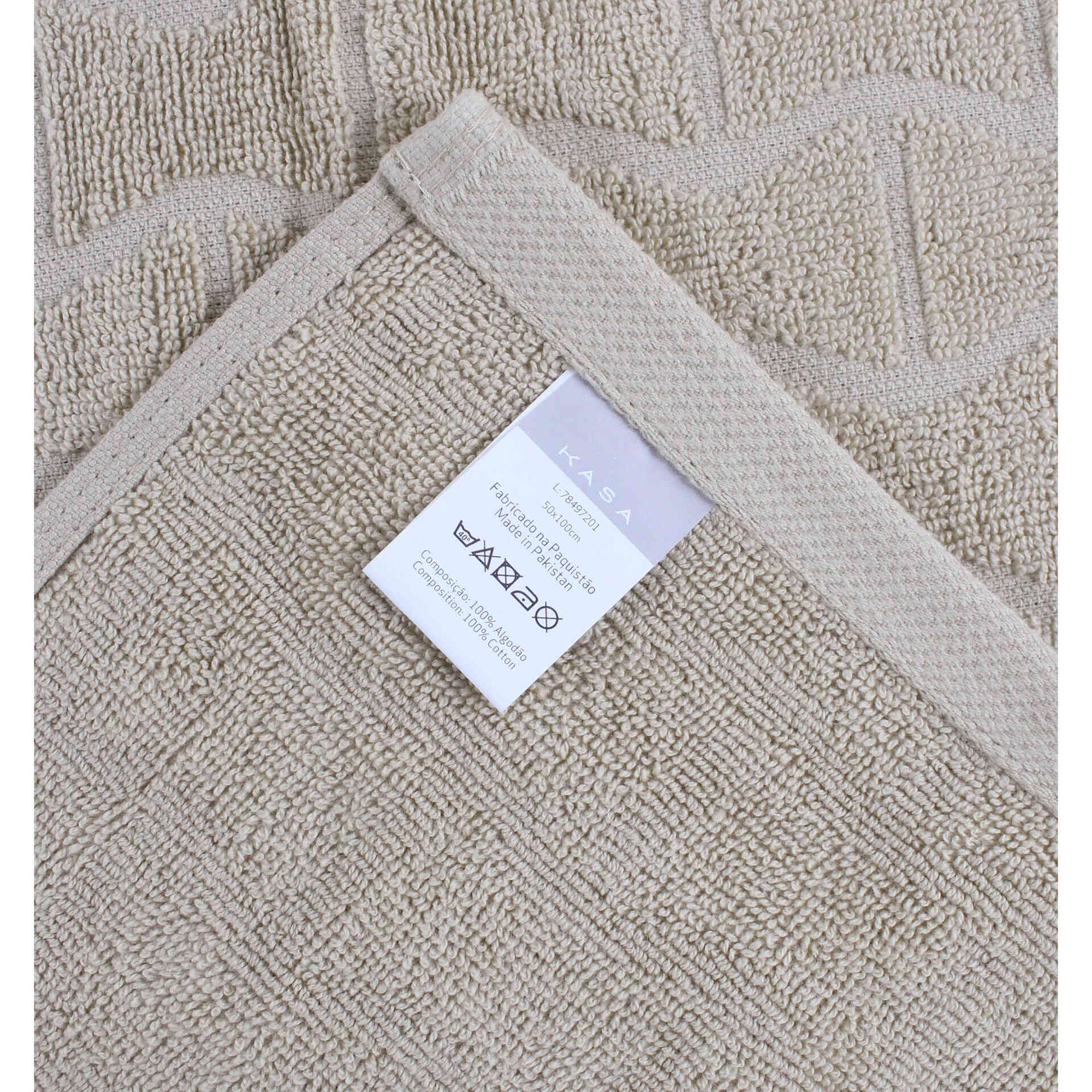 Toalha M&atilde;o Jacquard Bege Kasa