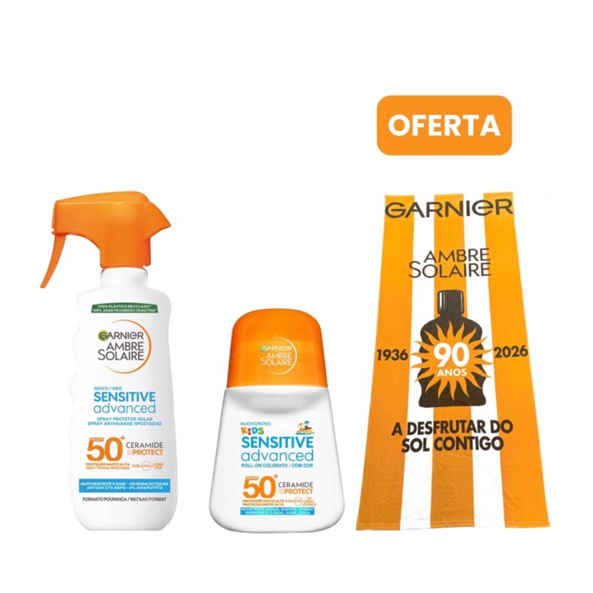 Conjunto Prote&ccedil;&atilde;o Solar Sensitive Advanced + Oferta Toalha Garnier Ambre Solaire