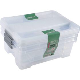 Conjunto 3 Caixas de Arruma&ccedil;&atilde;o com Tampa 10L Transparente Mylux