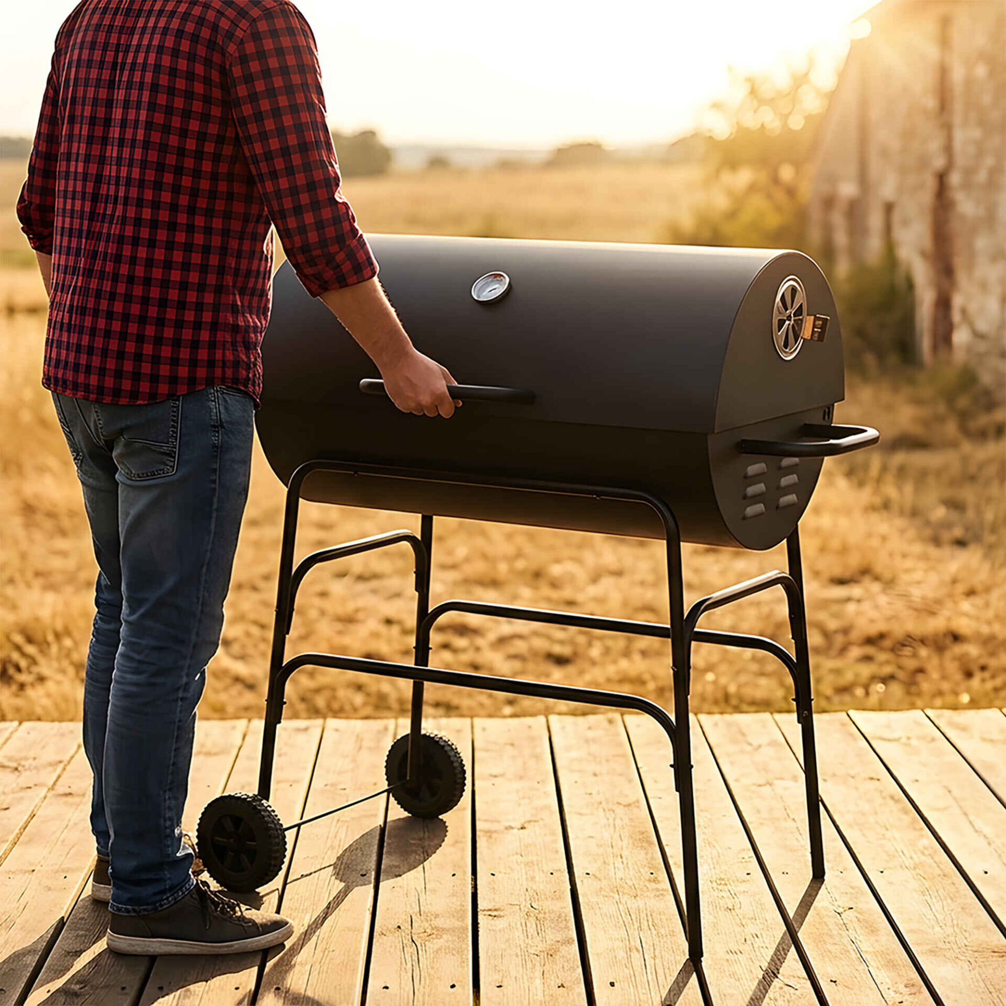 Barbecue Carv&atilde;o 2 Grelhas 94x45x97cm Preto Peniche BBQ Collection