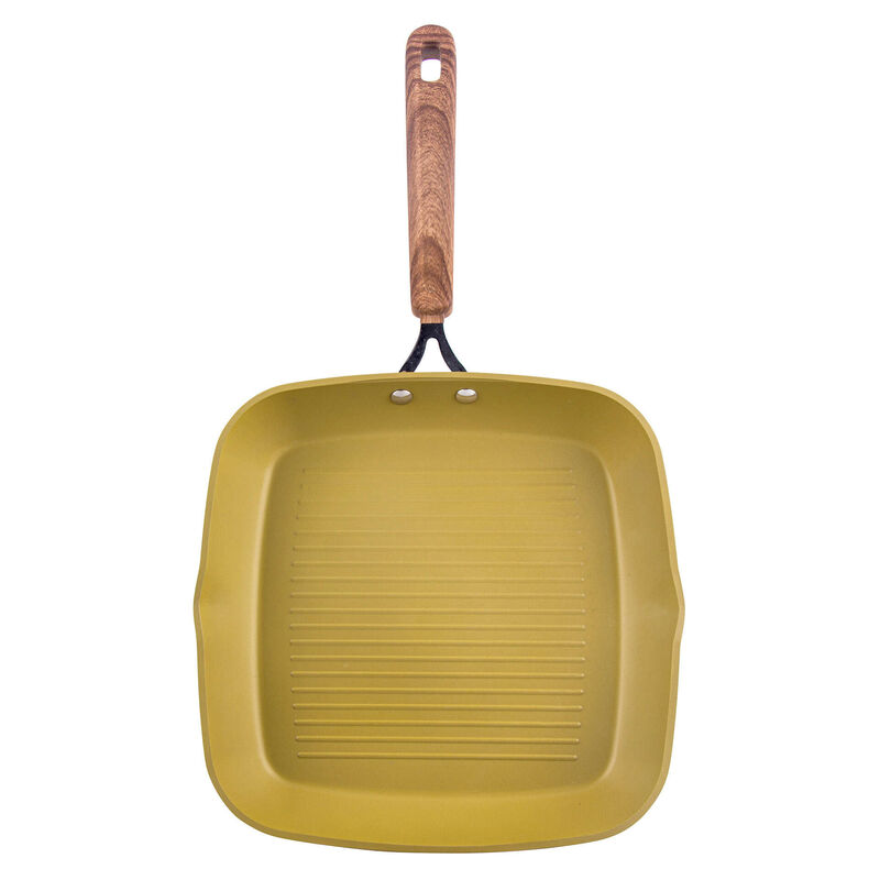 Grelhador Antiaderente Alumínio 28x28cm Verde Oliveira Gourmet Kasa