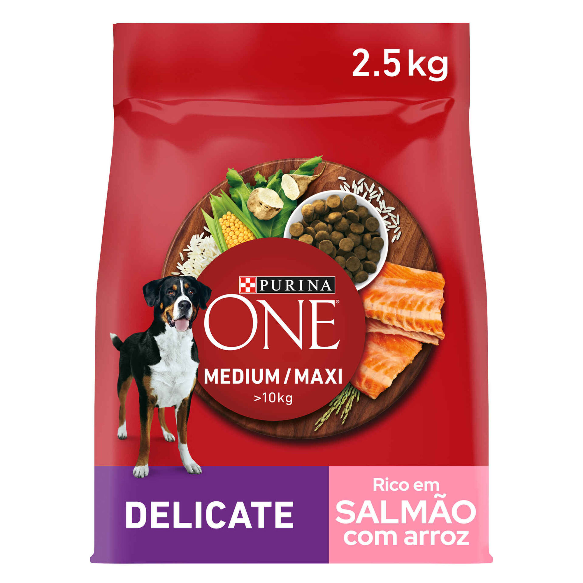 Ra&ccedil;&atilde;o para C&atilde;o Adulto M&eacute;dio e Maxi Delicate Salm&atilde;o e Arroz Purina One