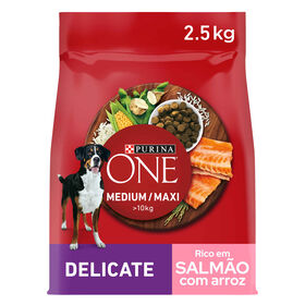 Ra&ccedil;&atilde;o para C&atilde;o Adulto M&eacute;dio e Maxi Delicate Salm&atilde;o e Arroz Purina One