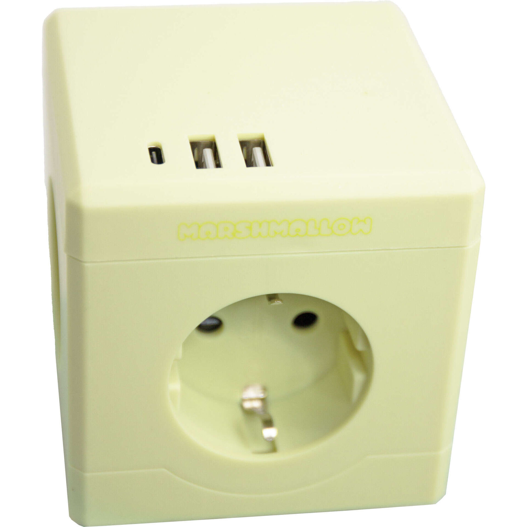 Extens&atilde;o Cubo 3 Tomadas 2USB Lima Marshmallow