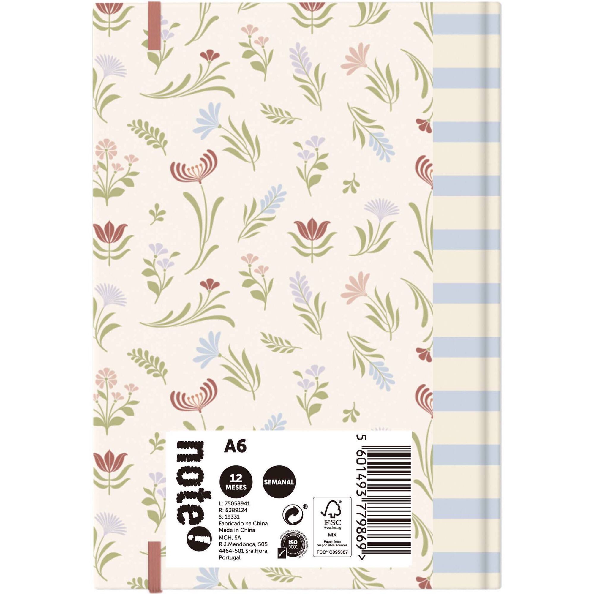 Agenda A6 2026 12 Meses (várias cores)