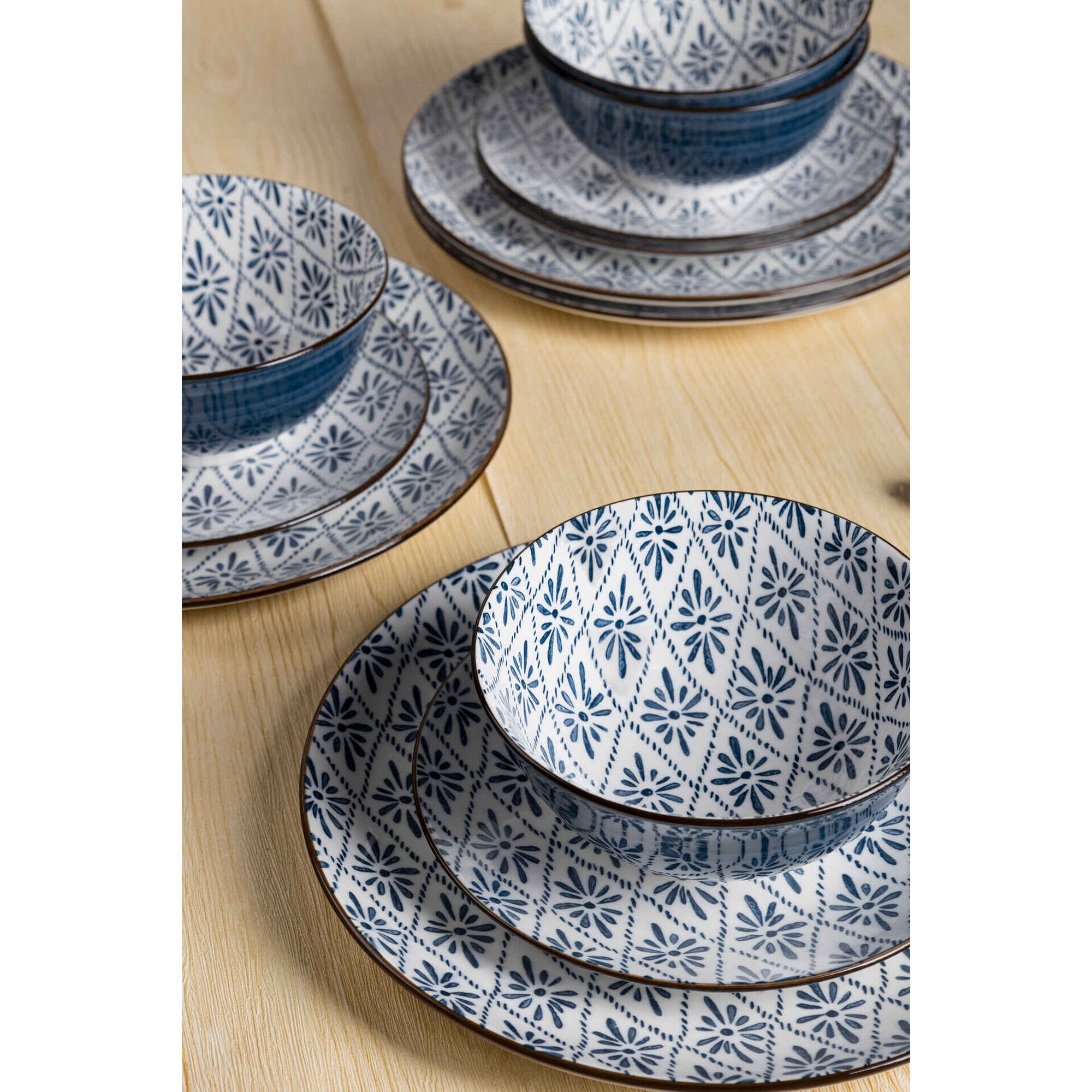 Servi&ccedil;o 4 Pessoas Porcelana Azul Kasa