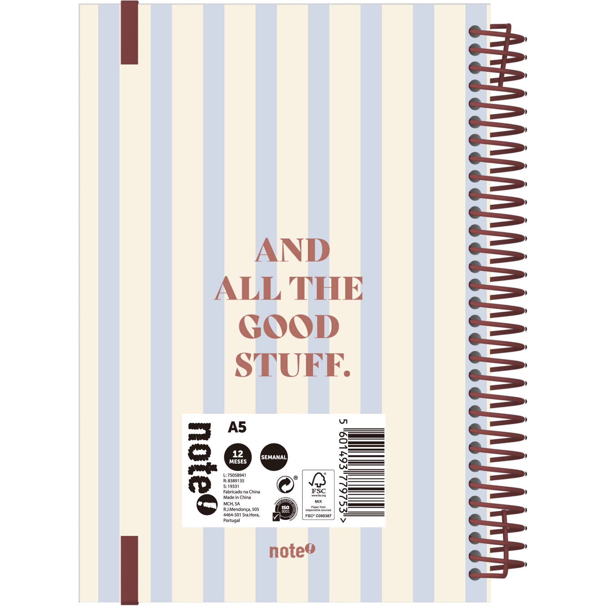 Agenda A5 2026 Espiral 12 Meses (várias cores)