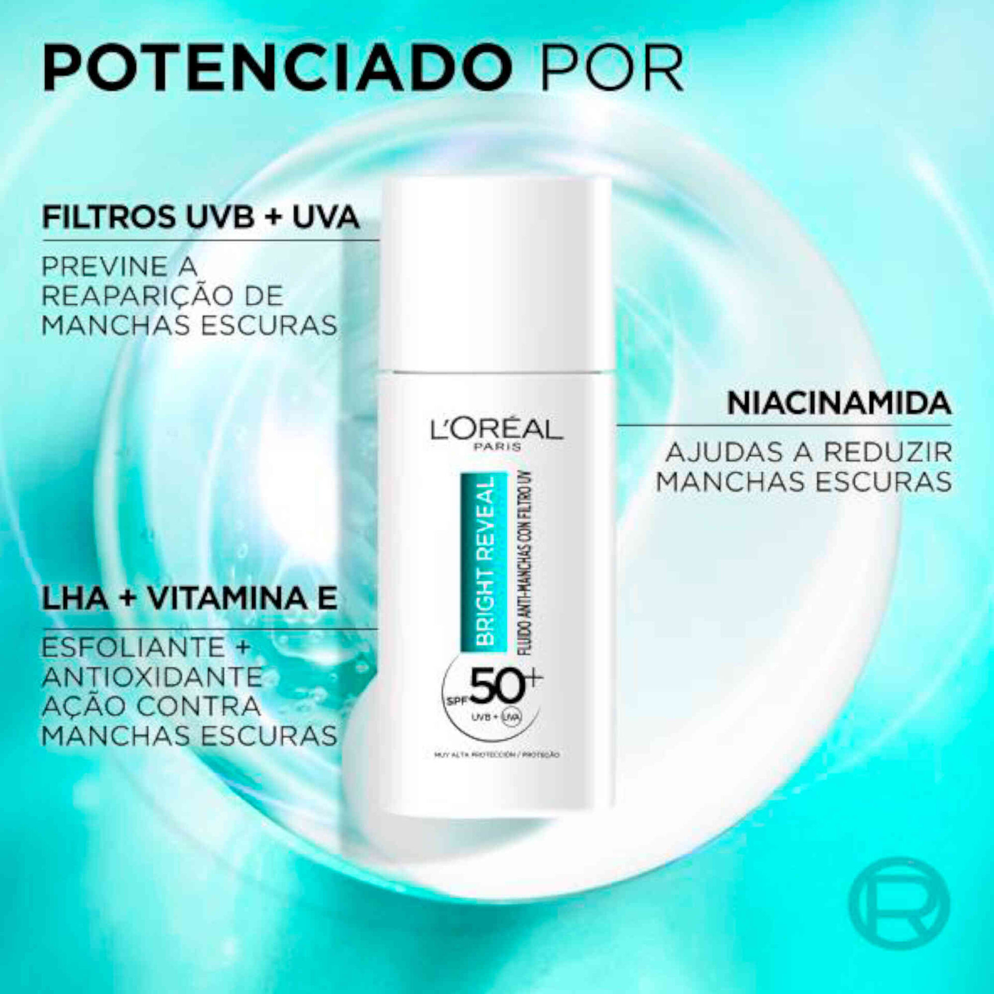 Fluído Rosto Hidratante Bright Reveal FPS50+ Anti-manchas Fluído Rosto Hidratante Bright Reveal FPS50+ Anti-manchas