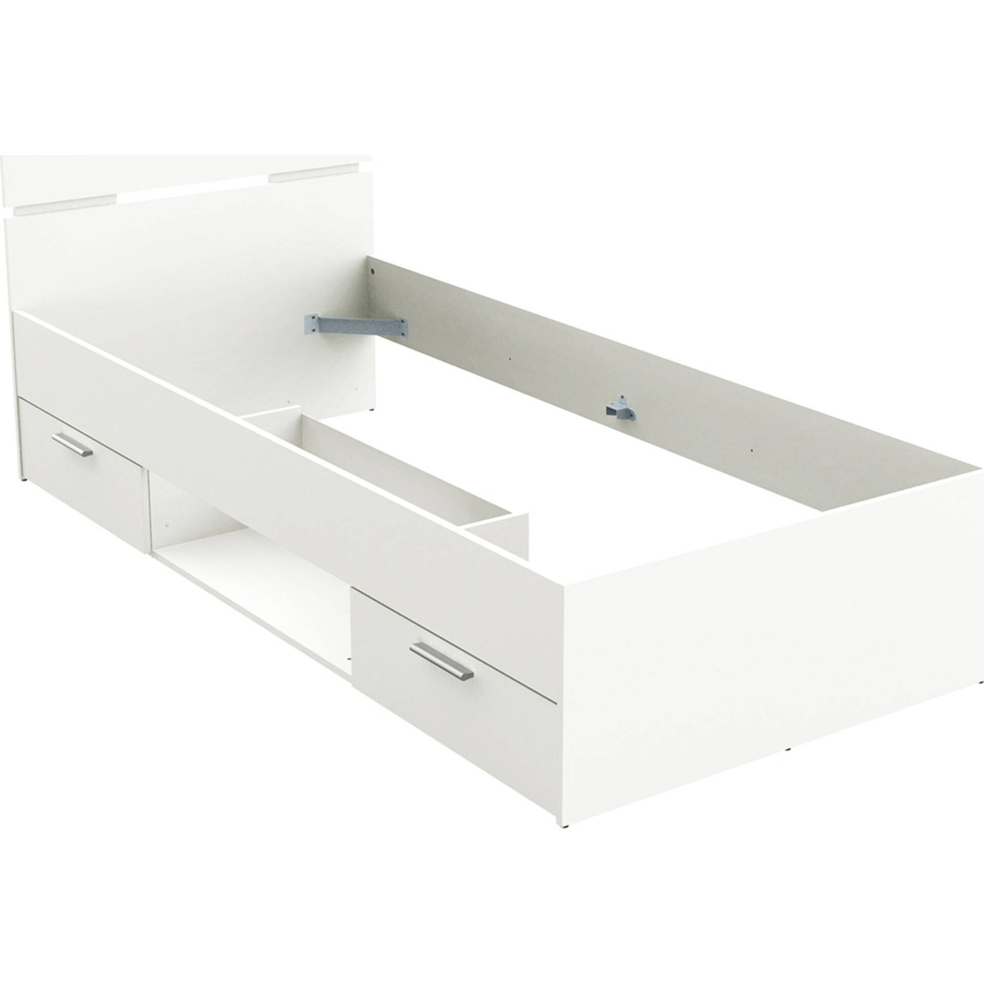 Cama Solteiro com 2 Gavetas 95x204x74cm Branca Michigan Cama Solteiro com 2 Gavetas 95x204x74cm Branca Michigan