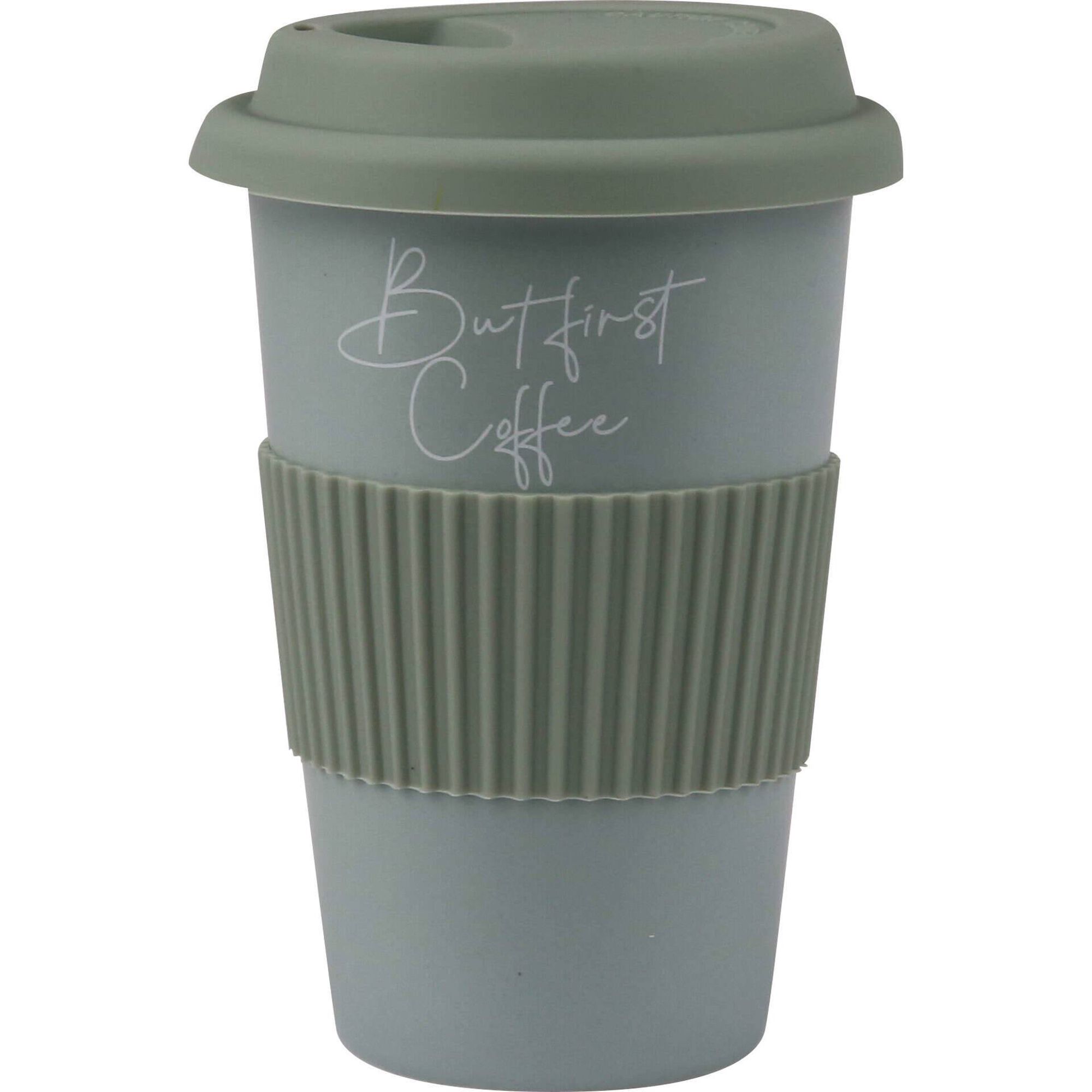 Copo com Tampa 370ml Silcione Best First Coffee Verde Claro