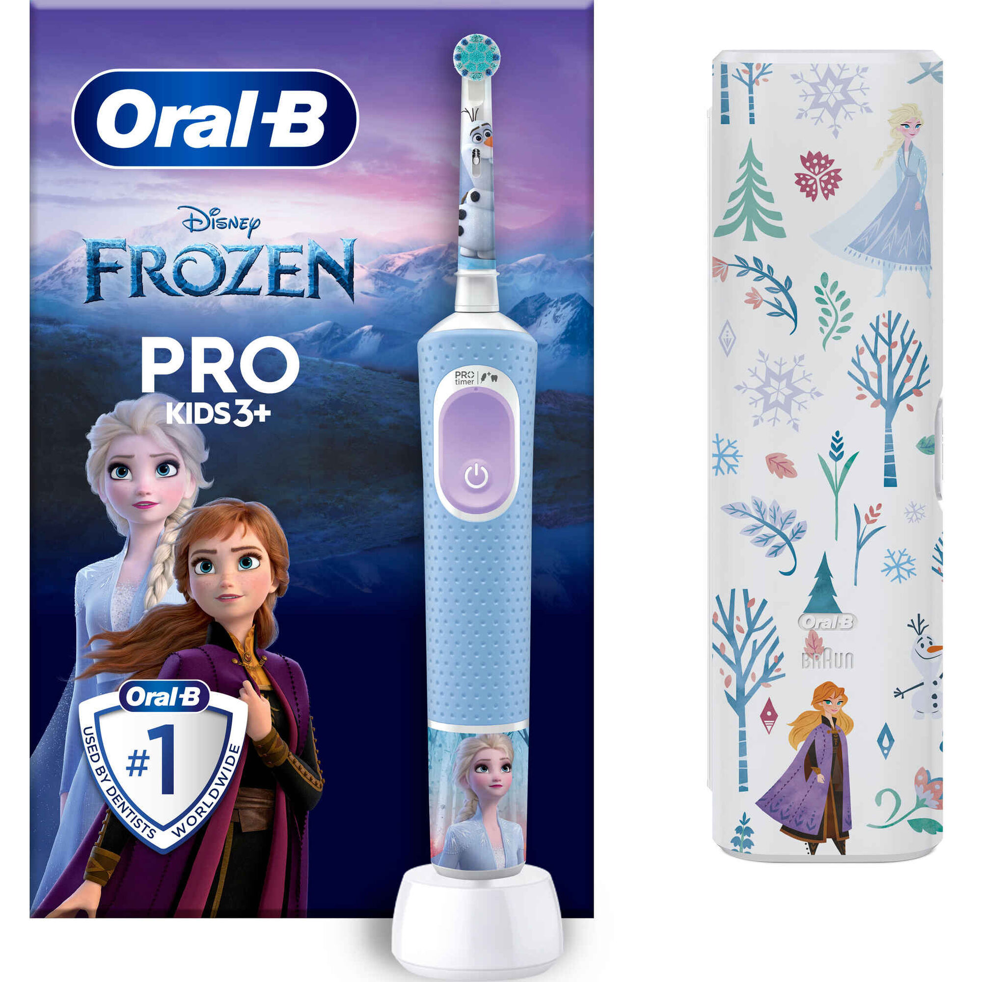 Escova de Dentes Elétrica Pro Junior Frozen com Estojo + 3 Anos