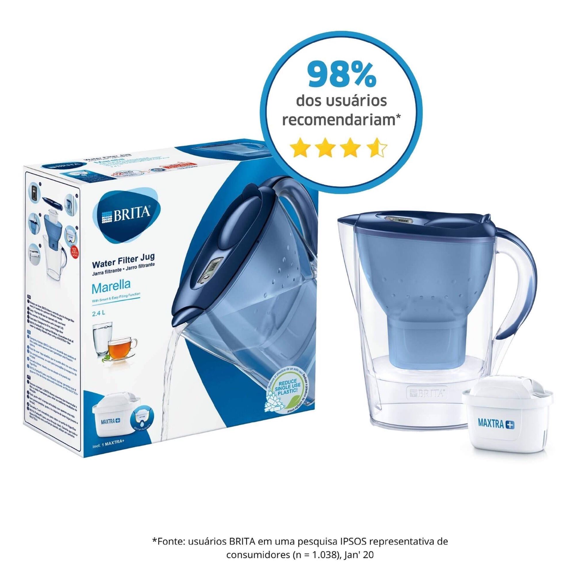 Jarro de Filtrar Marella 2,4L Azul Maxtra+ Jarro de Filtrar Marella 2,4L Azul Maxtra+