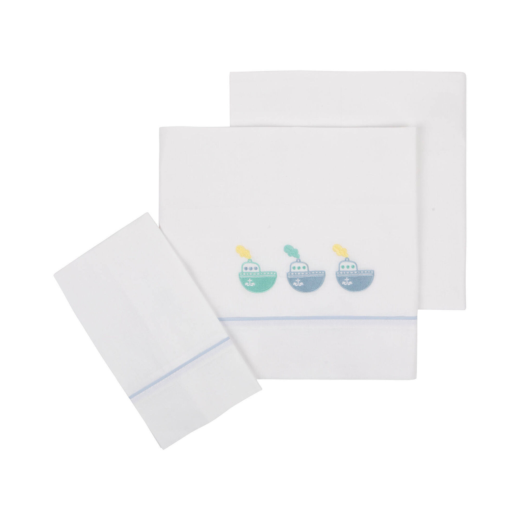 Conjunto 3 Peças Lençol Navios Azul