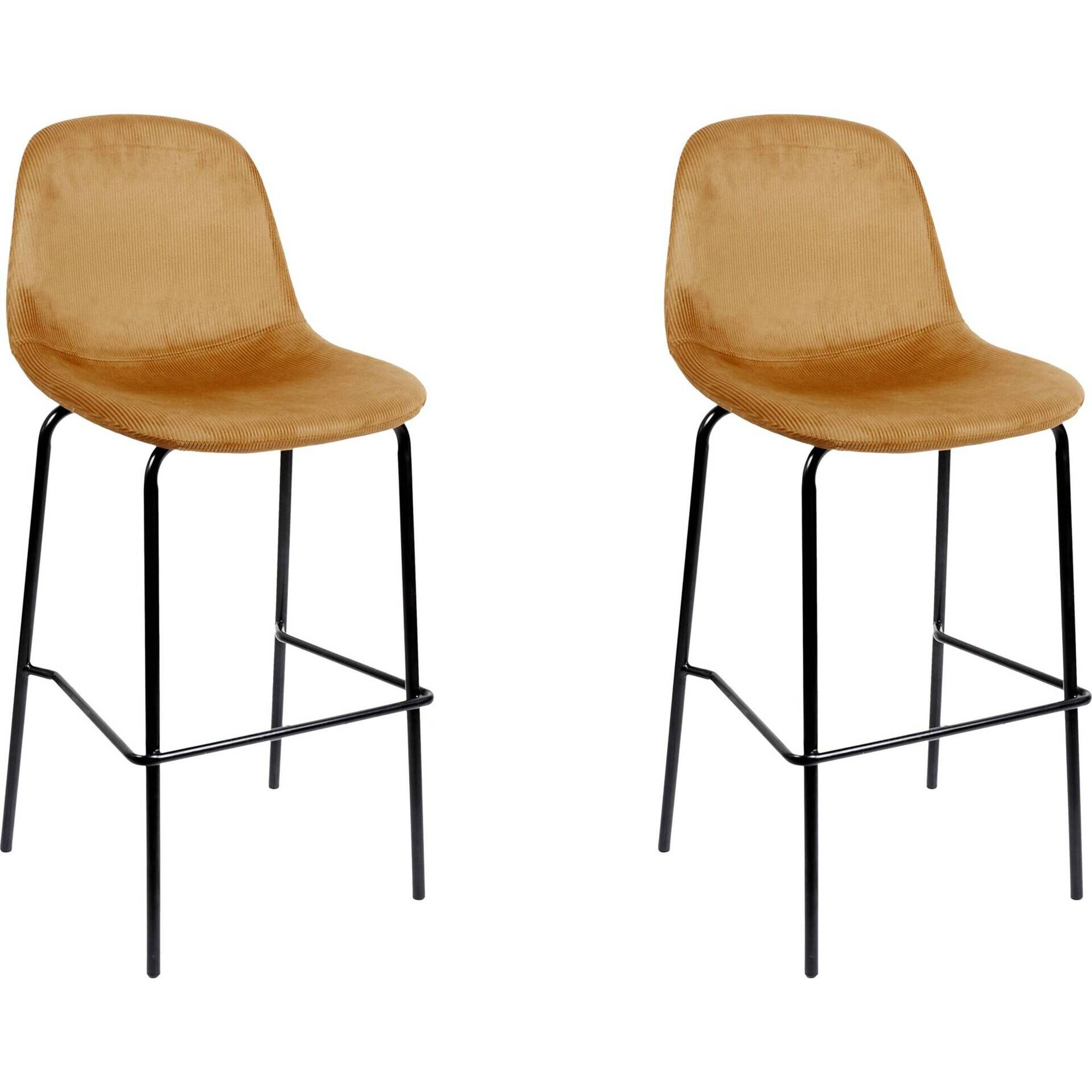 Conjunto de 2 Cadeiras Altas Estofadas Amarela Giulia