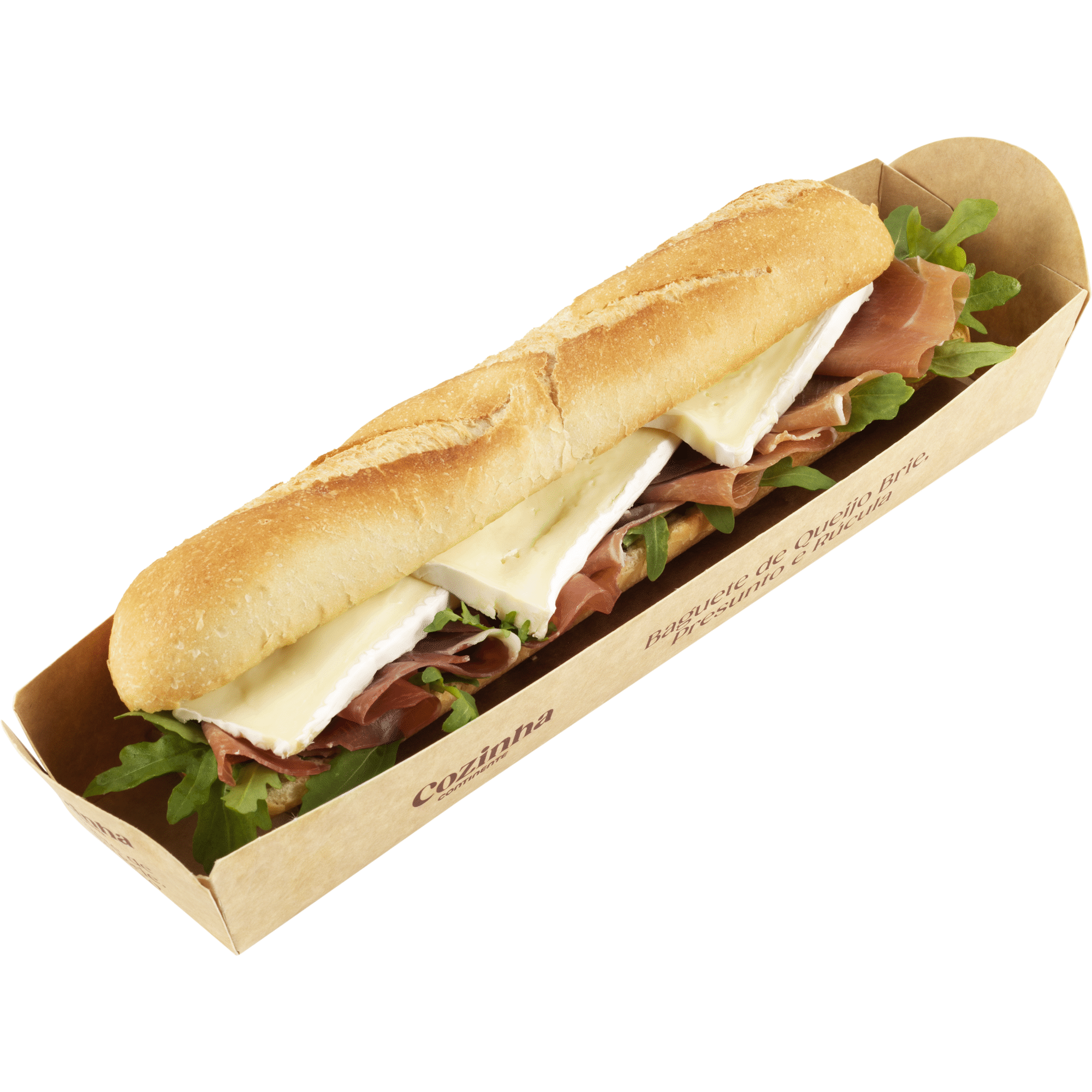 Baguete de Queijo Brie, Presunto e Rúcula Baguete de Queijo Brie, Presunto e Rúcula