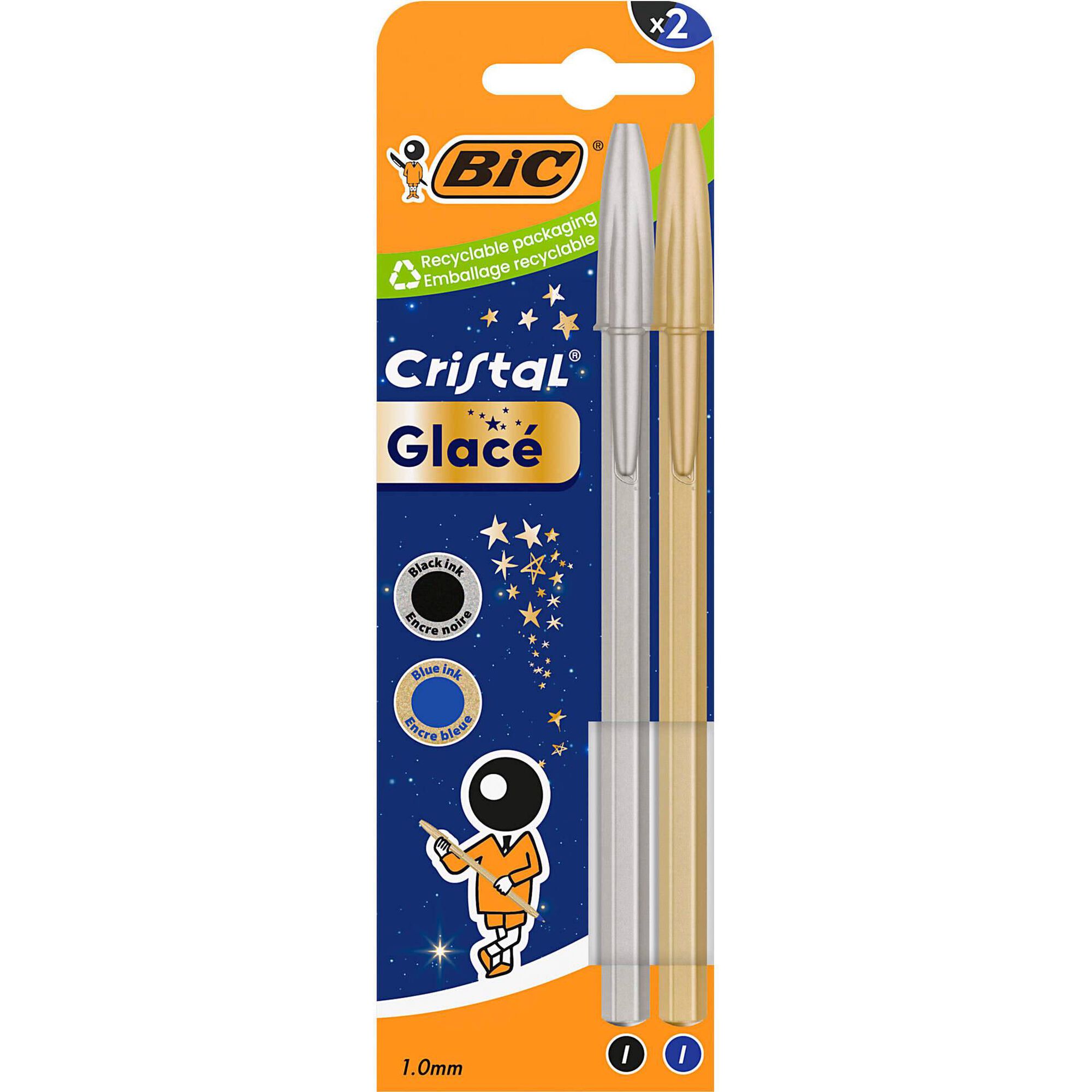Esferogr&aacute;fica Cristal Glac&eacute; Dourado+Prateado Bic
